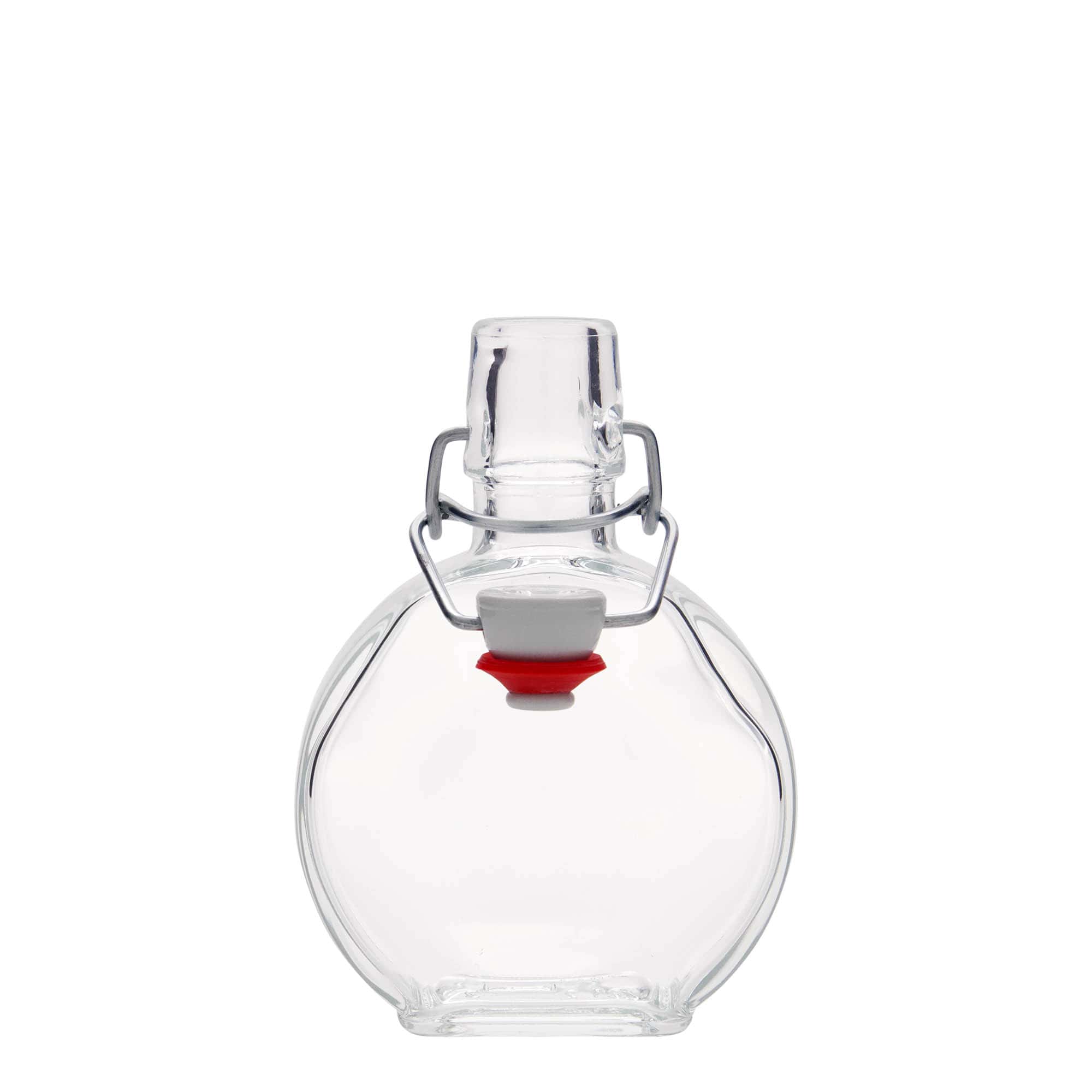 Shishe qelqi 200 ml 'Sensatione', drejtkëndëshe, hapja: mbyllje me kapëse hekurudhe
