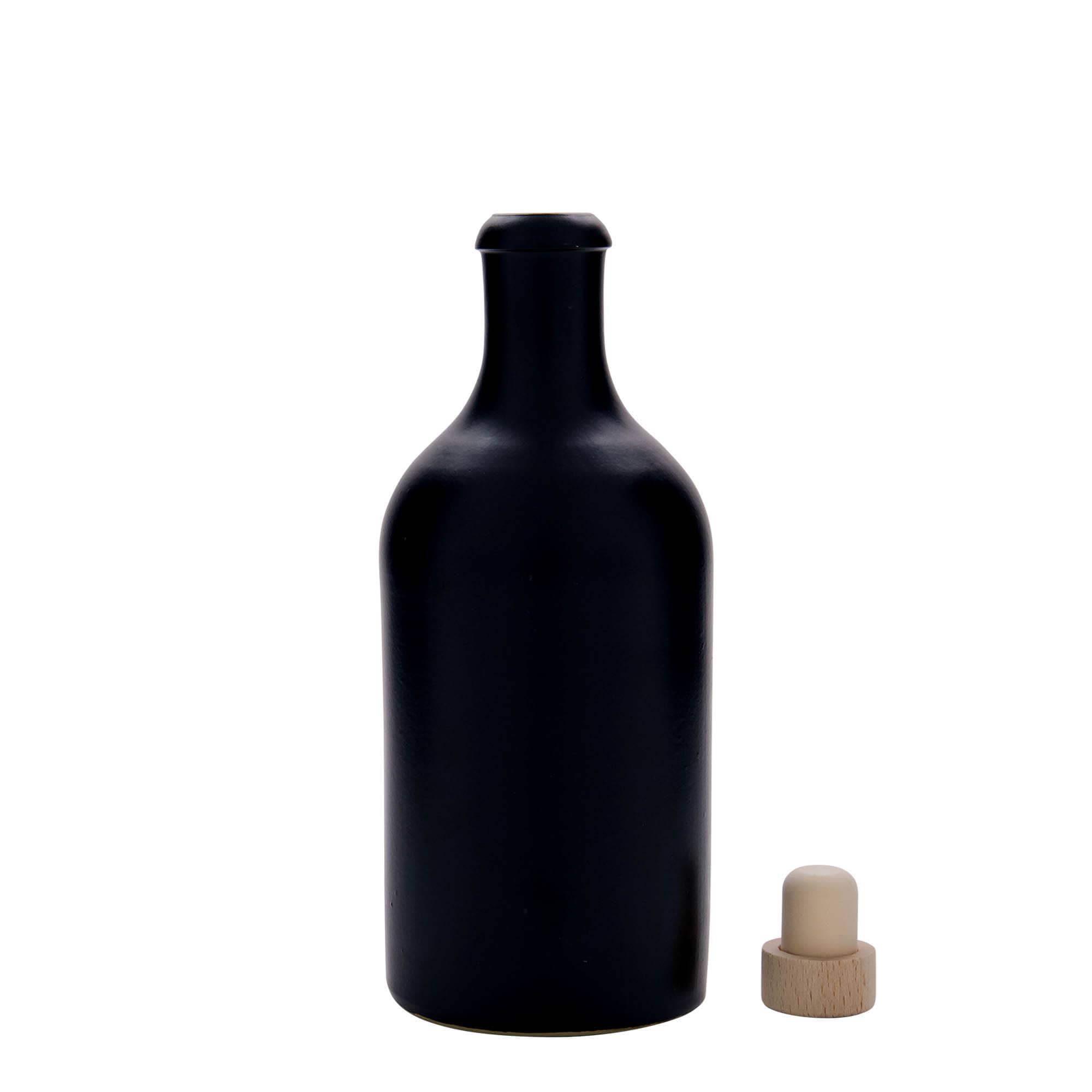 500 ml krua qeramike, qeramikë e zezë, goja: kork