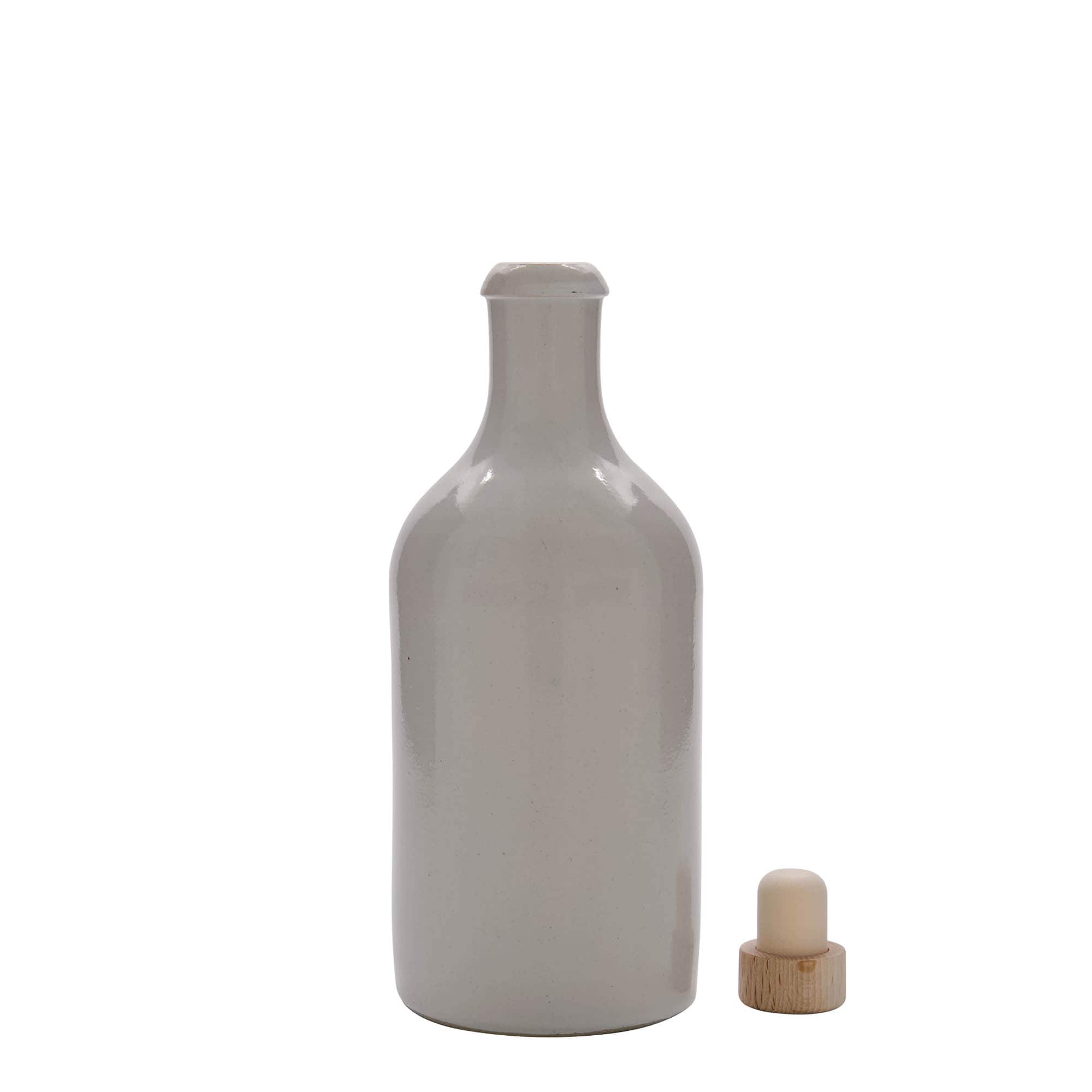 500 ml krua me tokë, qeramikë, e bardhë, gojë: korek