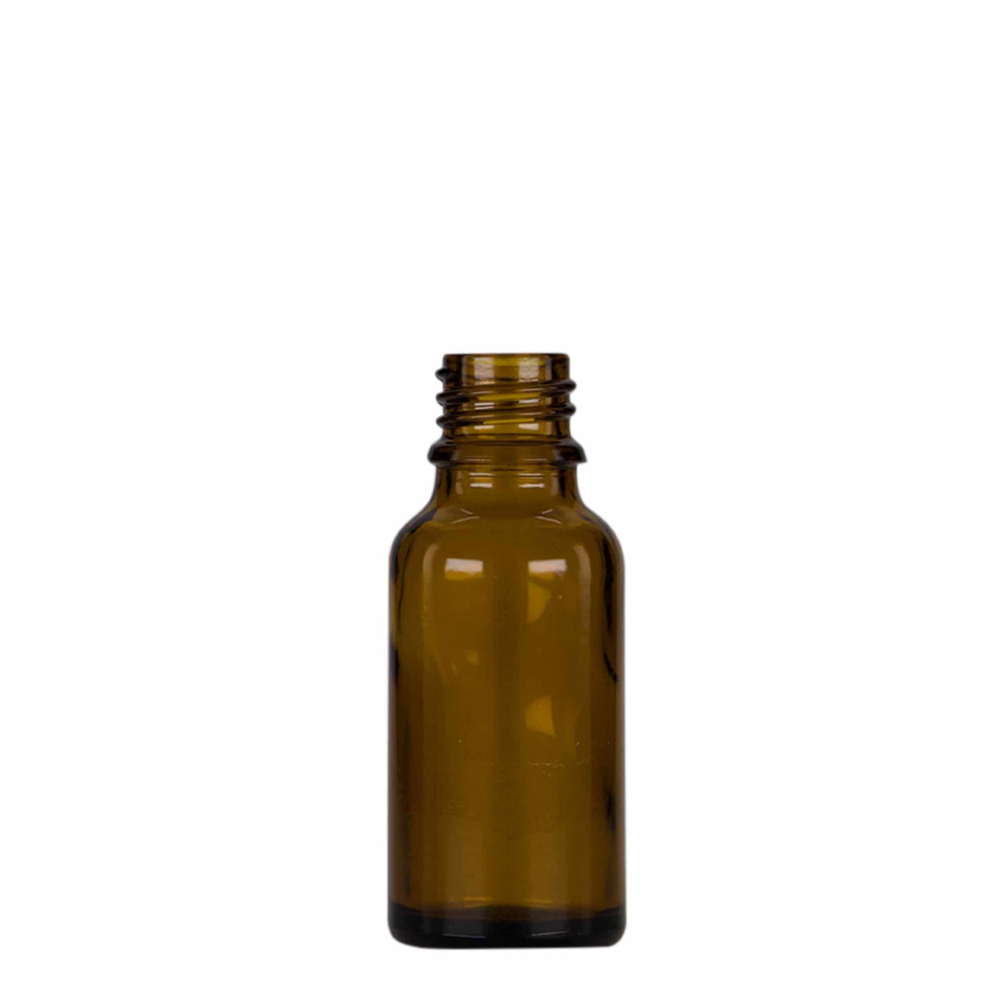 Flakon me pipetë 20 ml, mjekësor, qelq, kafe-e zezë, gojë: DIN 18