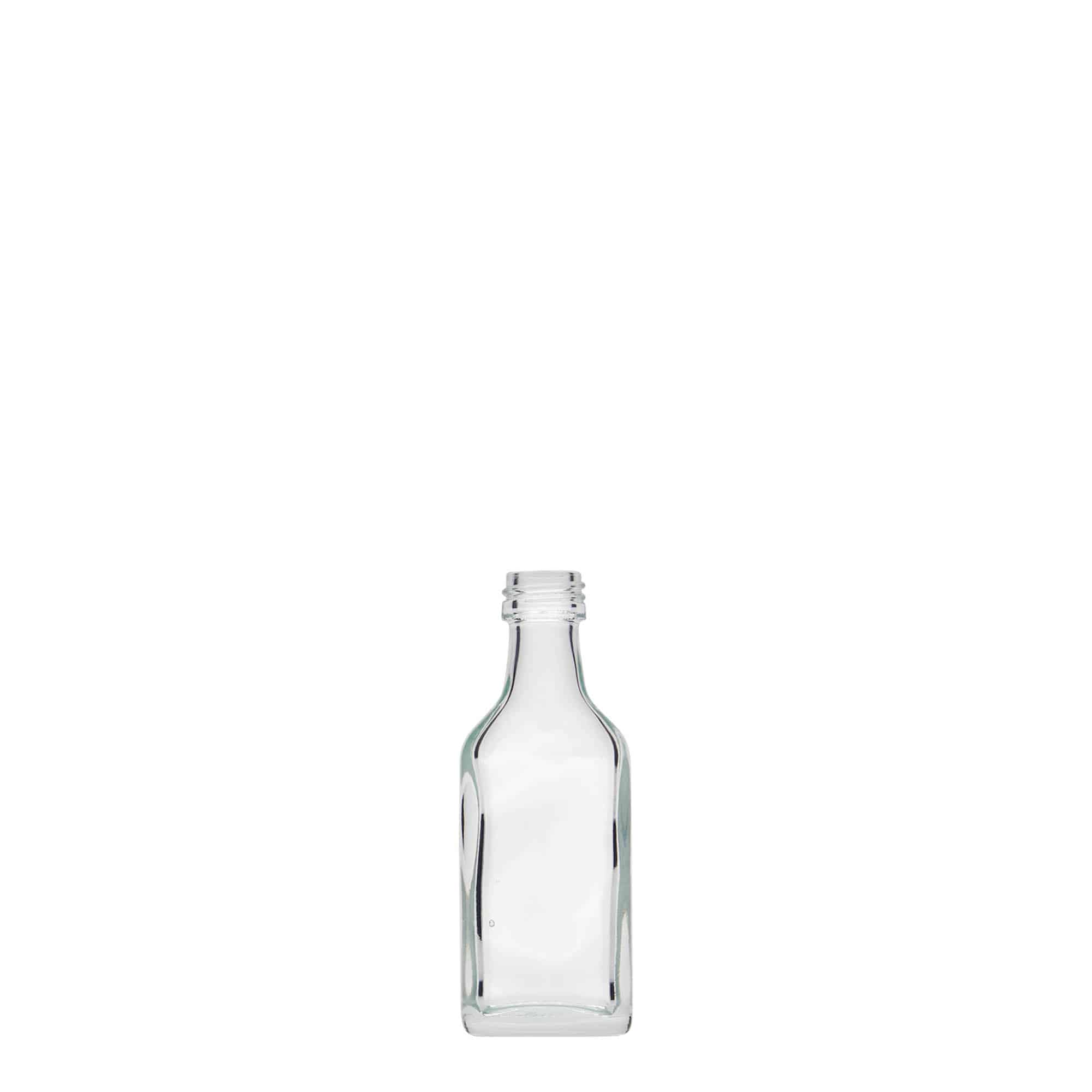 Shishe dore 20 ml, drejtkëndëshe, qelq, gojë: PP 18