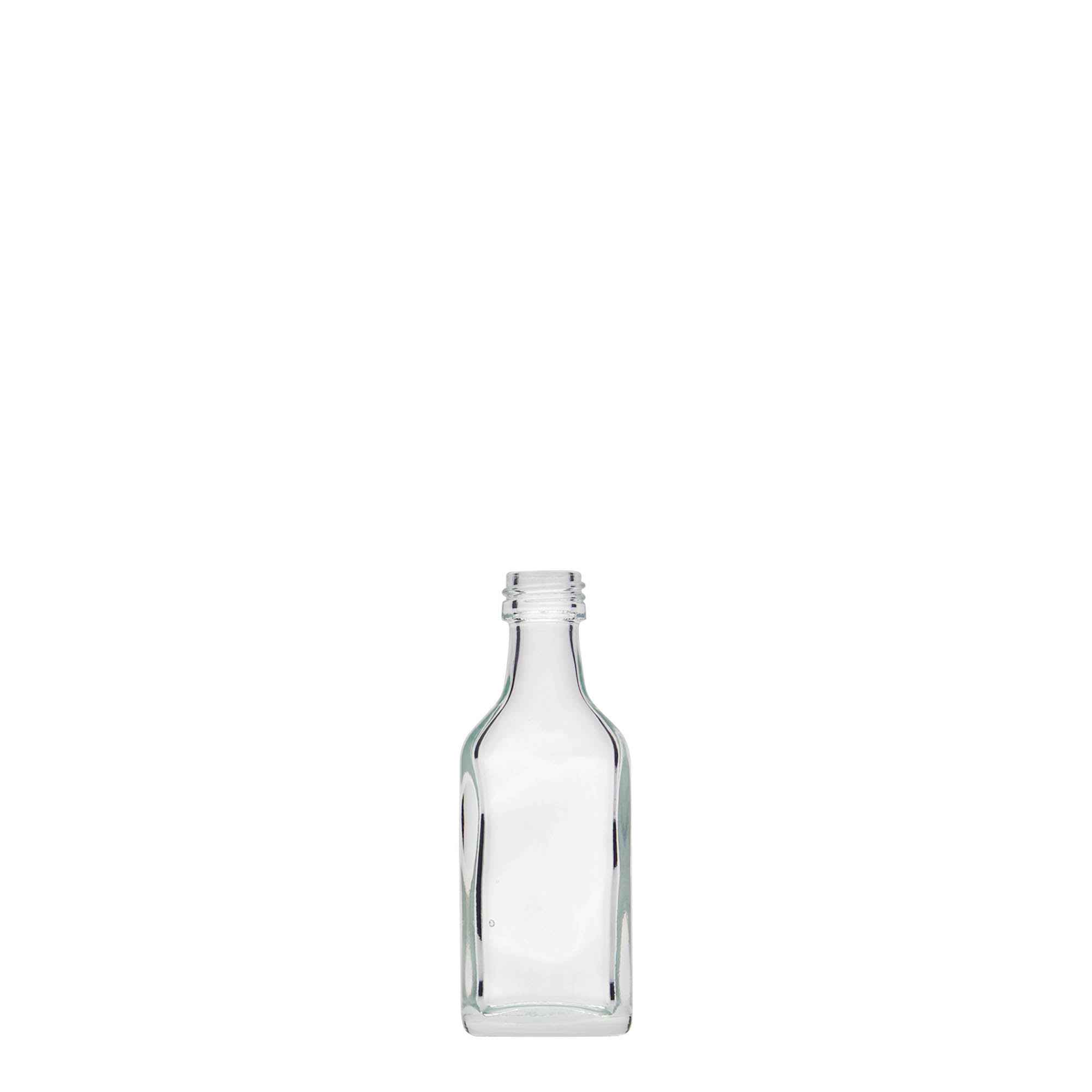 Shishe dore 20 ml, drejtkëndëshe, qelq, gojë: PP 18 Shishe dore 20 ml, drejtkëndëshe, qelq, gojë: PP 18