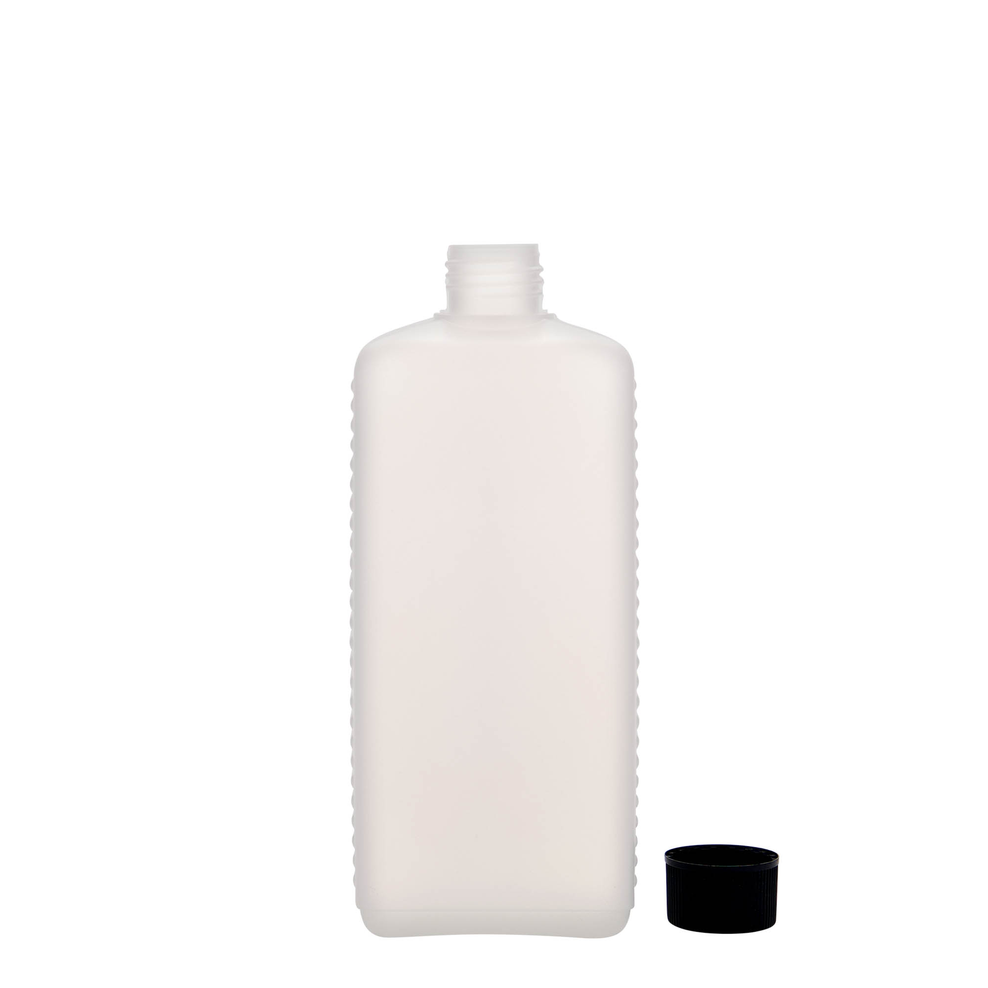 Flašë kanister 500 ml, drejtkëndëshe, plastikë HDPE, natyrale, gojëzimi: DIN 25 EPE