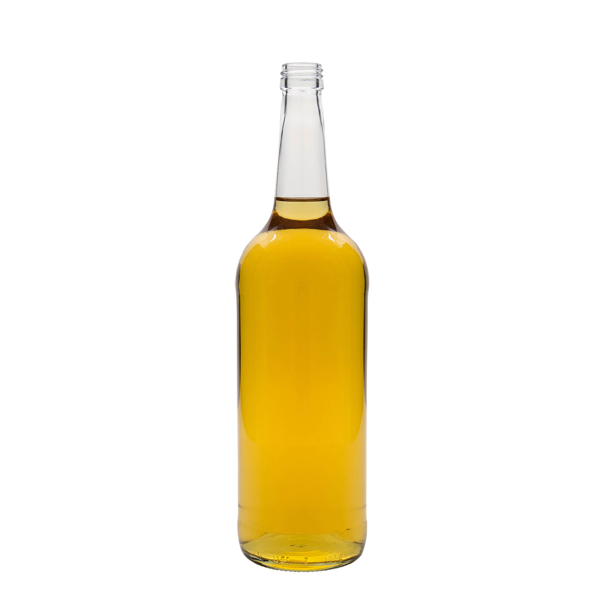 1.000 ml shishe qelqi me qafë të drejtë, gojë: PP 28 1.000 ml shishe qelqi me qafë të drejtë, gojë: PP 28