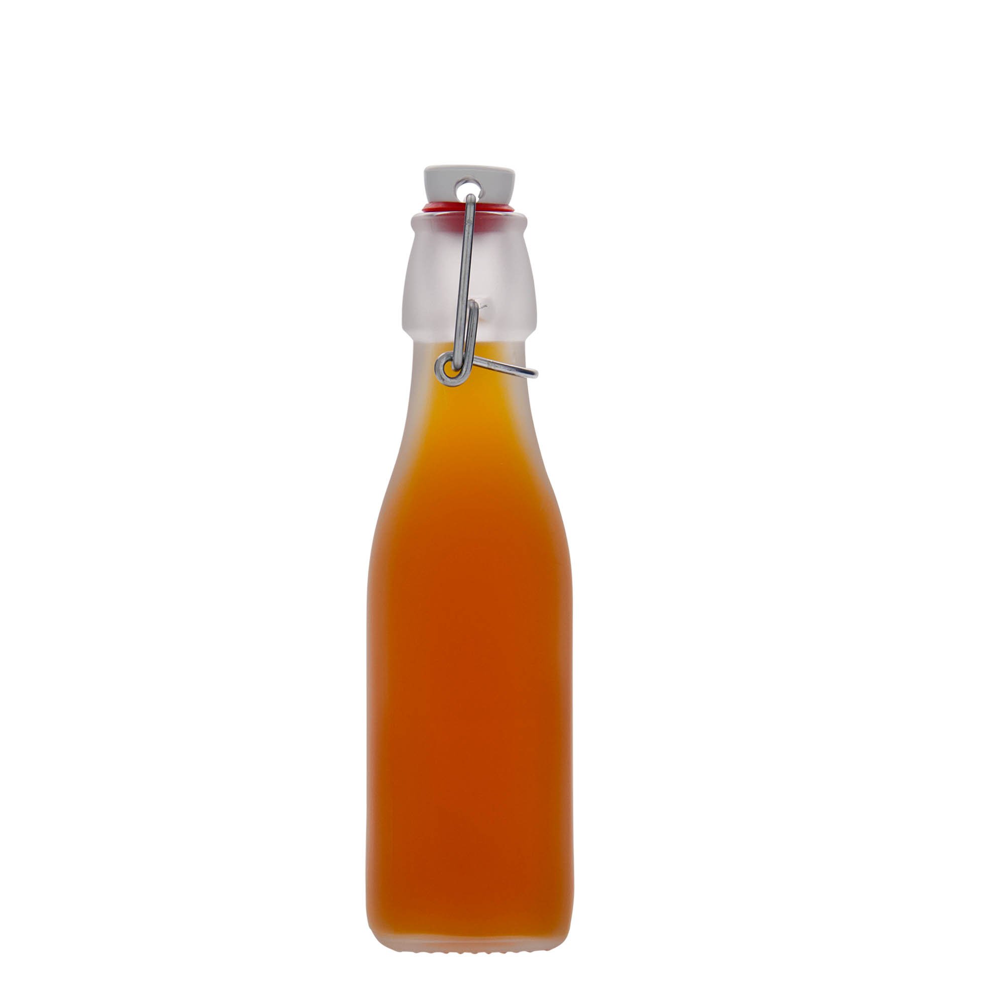 250 ml shishe qelqi 'Swing, katrore, e bardhë, hapje: mbyllje me kapëse