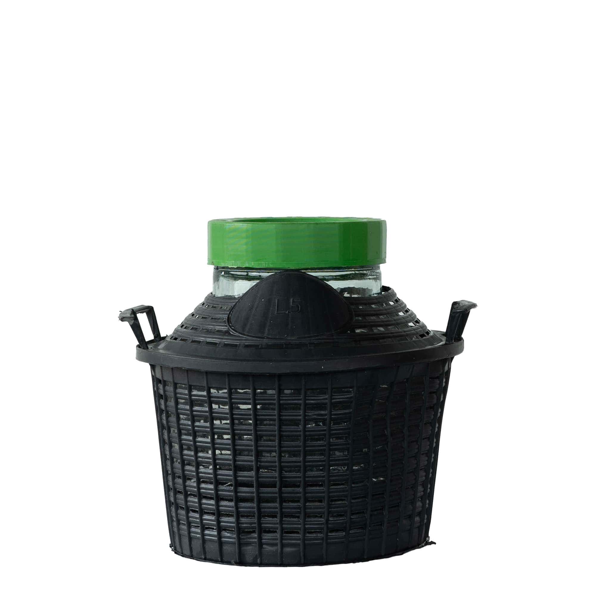 5 l shishe baloni me qafë të gjerë, xham, gojë: kapak me vida