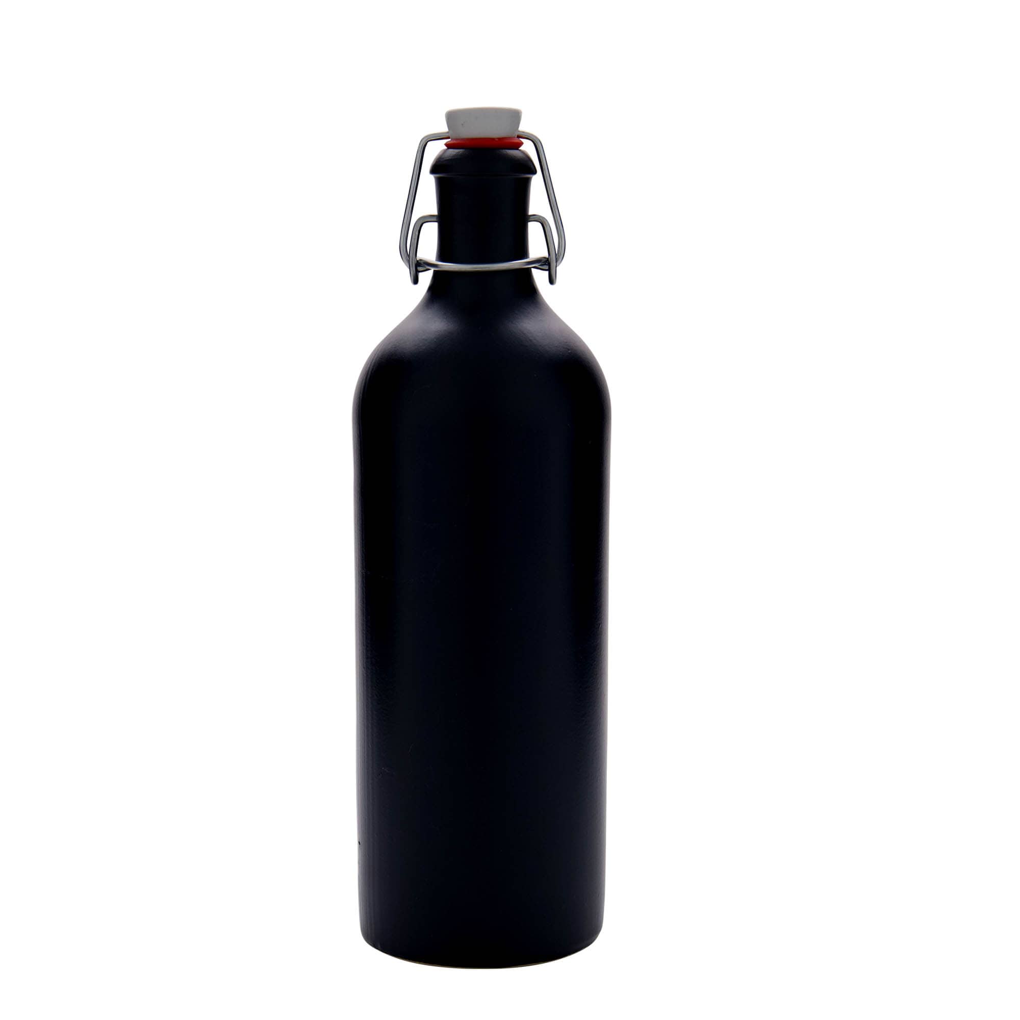750 ml kruaq balte, qeramikë, e zezë, gojë: mbyllje me kapëse hekuri