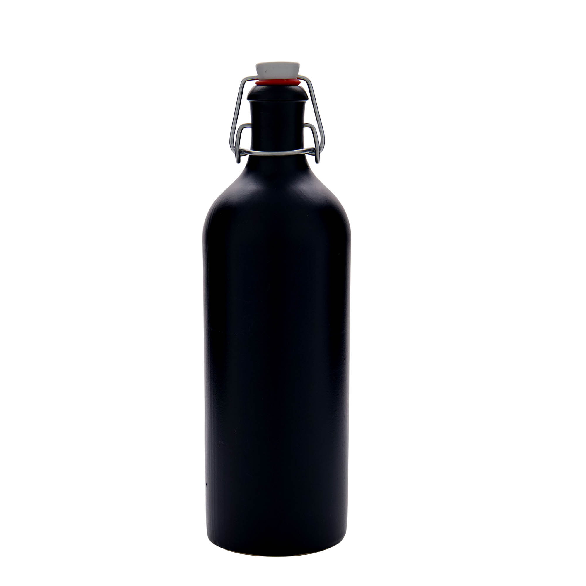 750 ml kruaq balte, qeramikë, e zezë, gojë: mbyllje me kapëse hekuri