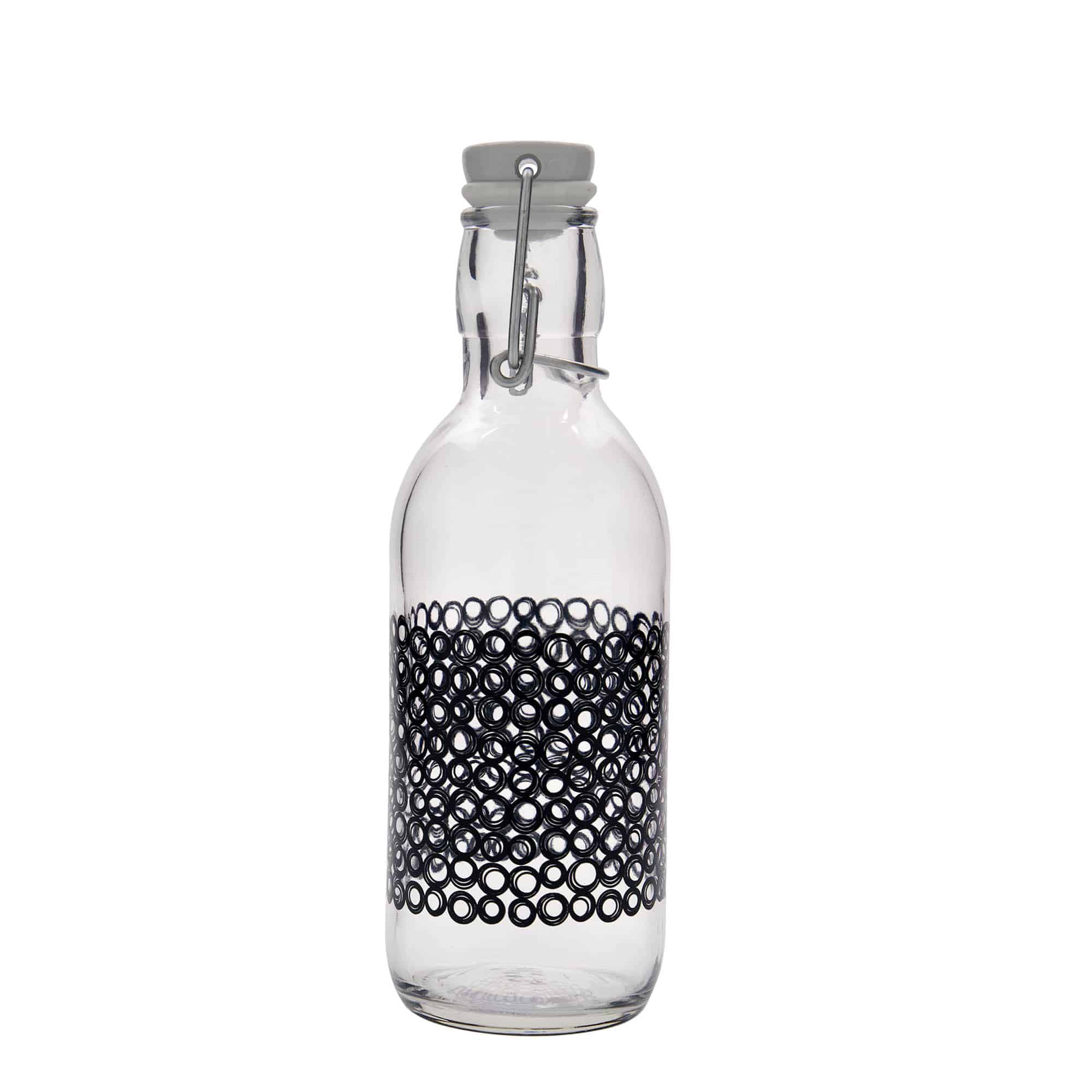 Shishe qelqi 500 ml 'Emilia', motiv: Circola nero, hapje: kapak me brekë