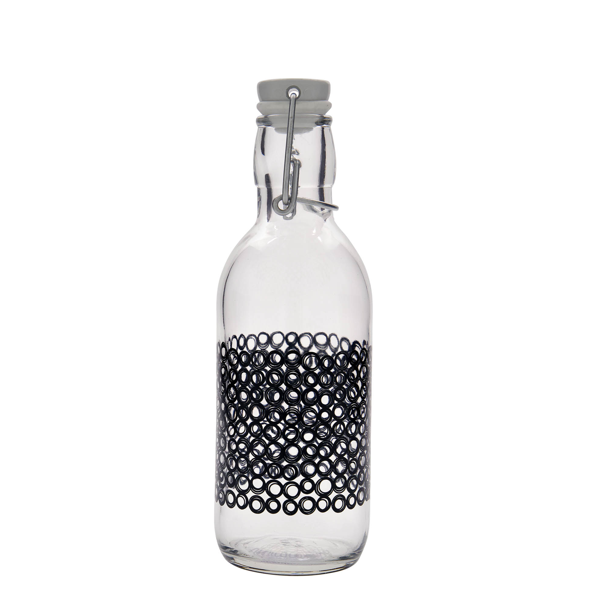 Shishe qelqi 500 ml 'Emilia', motiv: Circola nero, hapje: kapak me brekë Shishe qelqi 500 ml 'Emilia', motiv: Circola nero, hapje: kapak me brekë