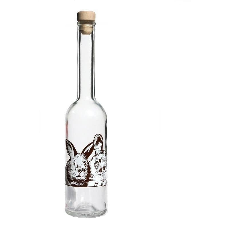 Shishe qelqi 500 ml 'Opera', motiv: Lepur, gojë: Kork