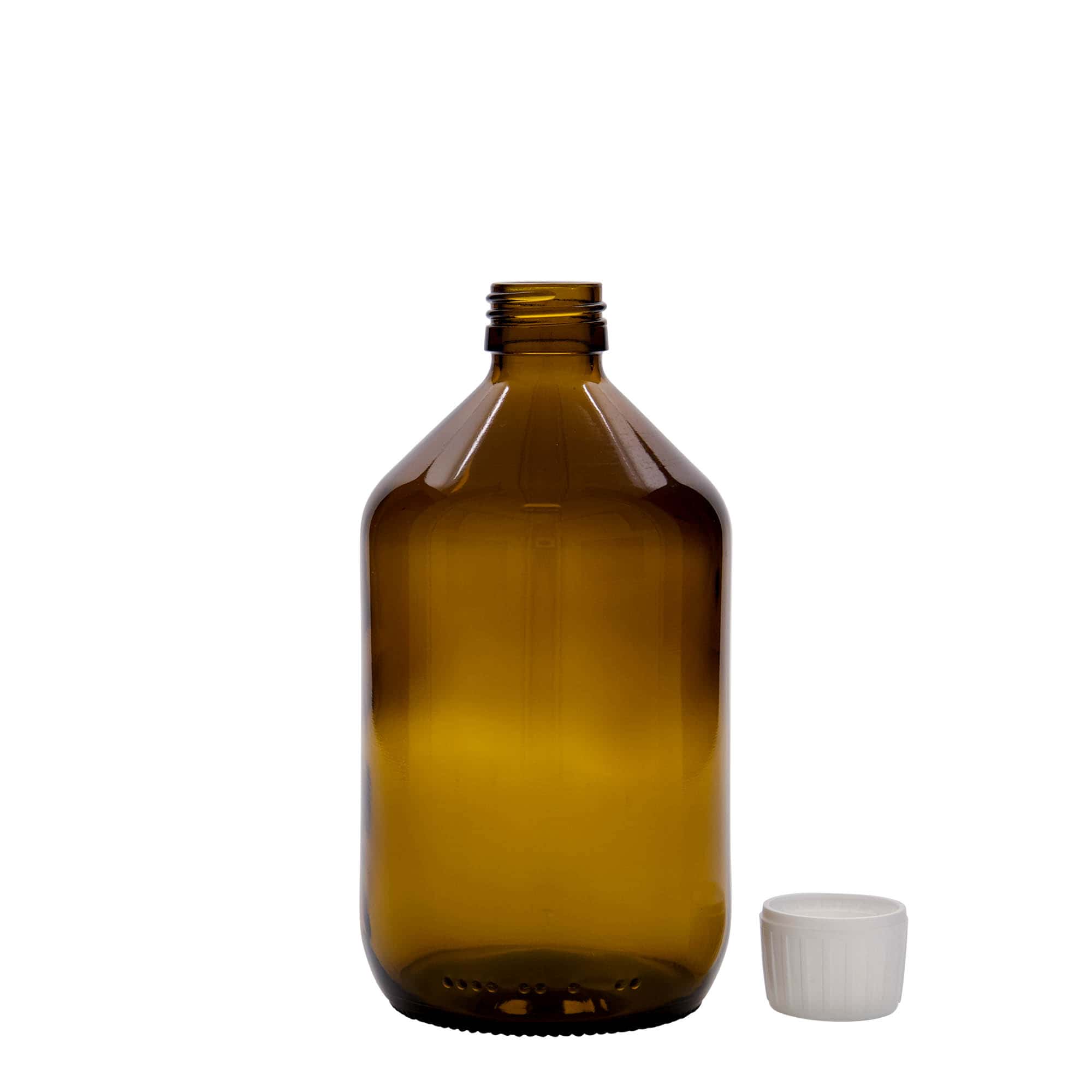 Shishe mjekësore 500 ml, kafe, qelq, hapja: PP 28