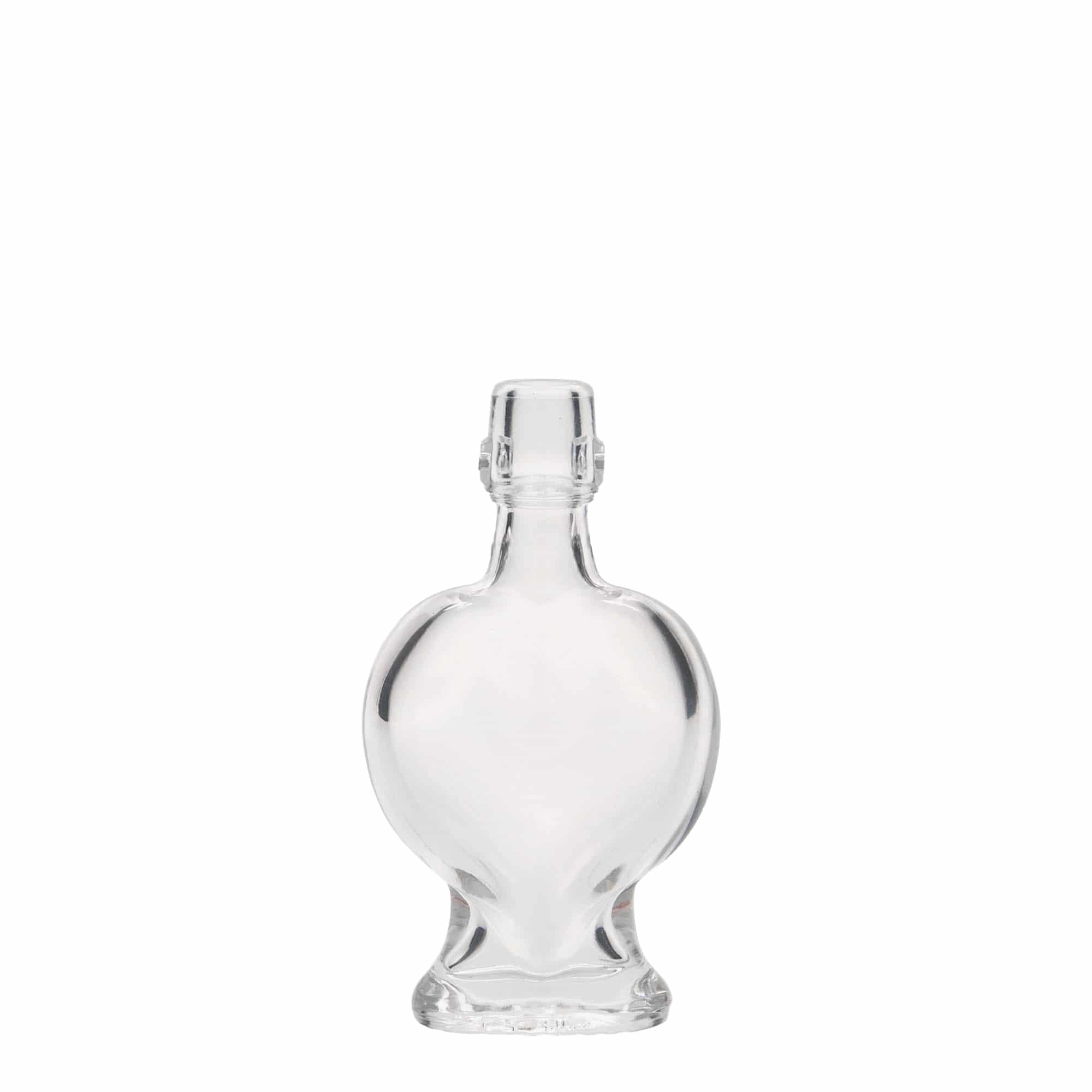 Shishe qelqi 40 ml 'Zemër', Hapur: Mbyllje me kapëse