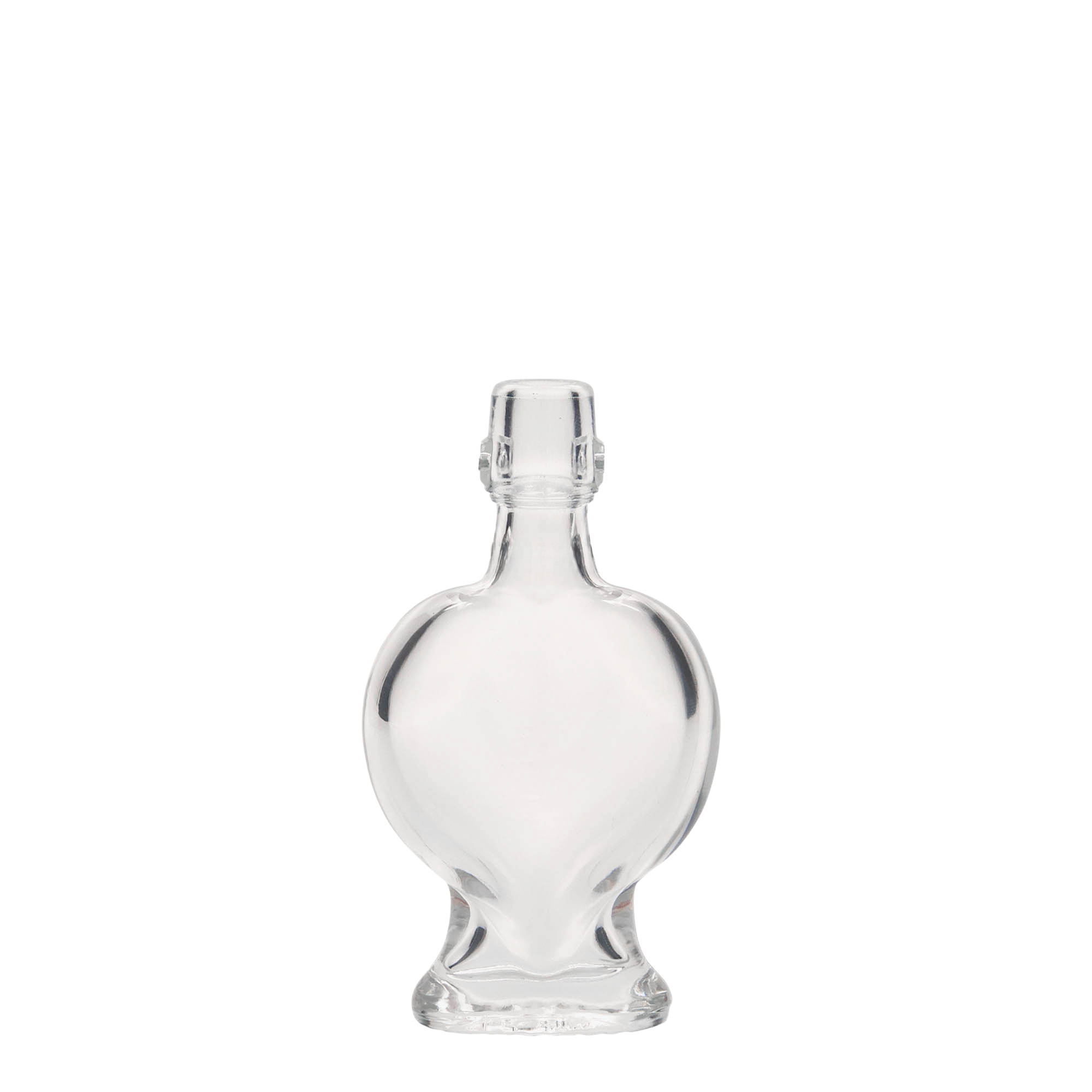 Shishe qelqi 40 ml 'Zemër', Hapur: Mbyllje me kapëse Shishe qelqi 40 ml 'Zemër', Hapur: Mbyllje me kapëse