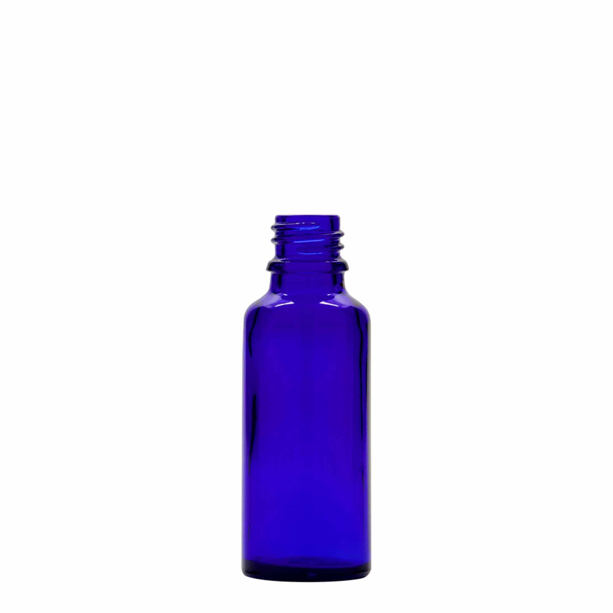 30 ml shishe pipete mjekësore, qelq, blu mbretëror-kuq, gojë: DIN 18