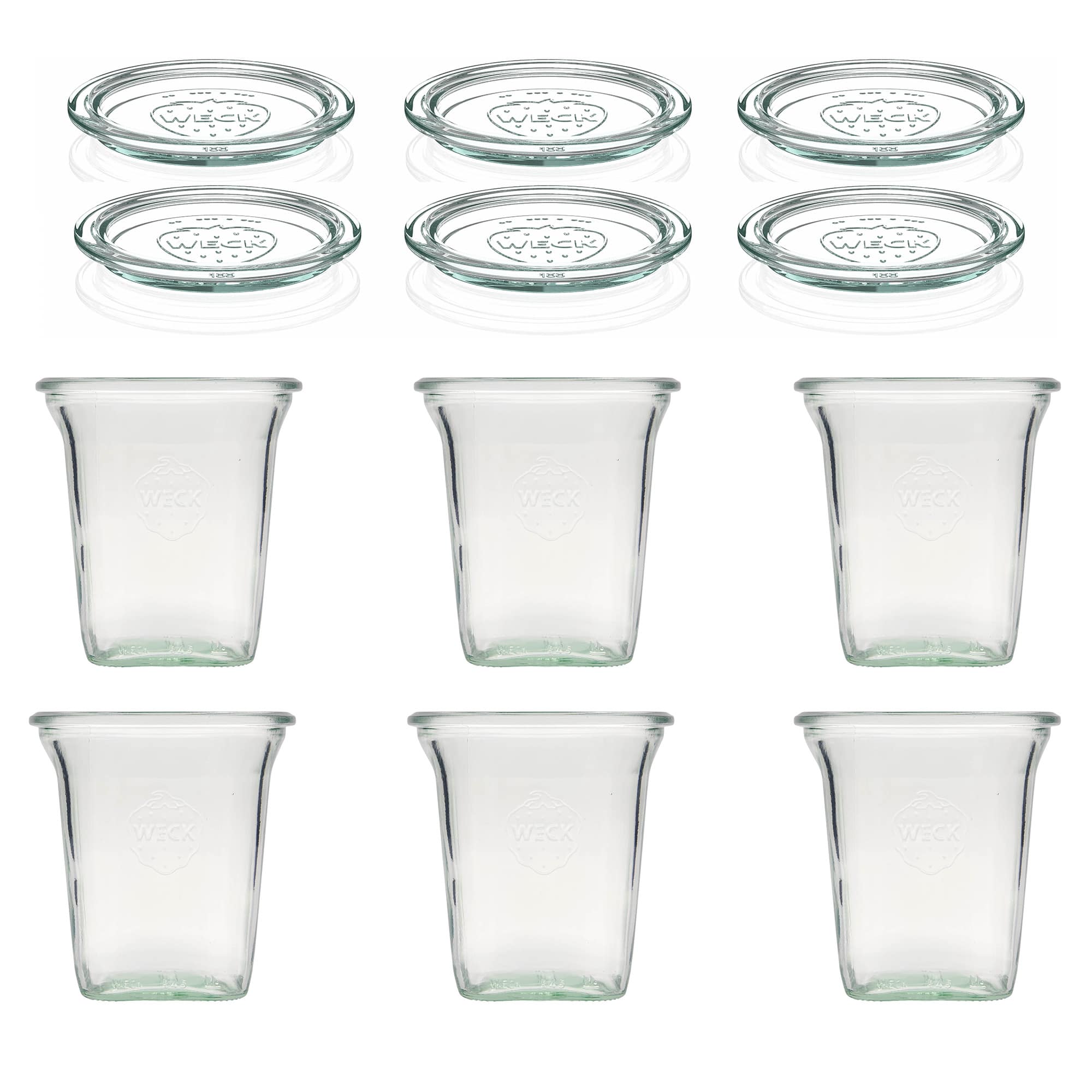 6x 545 ml WECK-Quadroglas me kapak qelqi RR 100