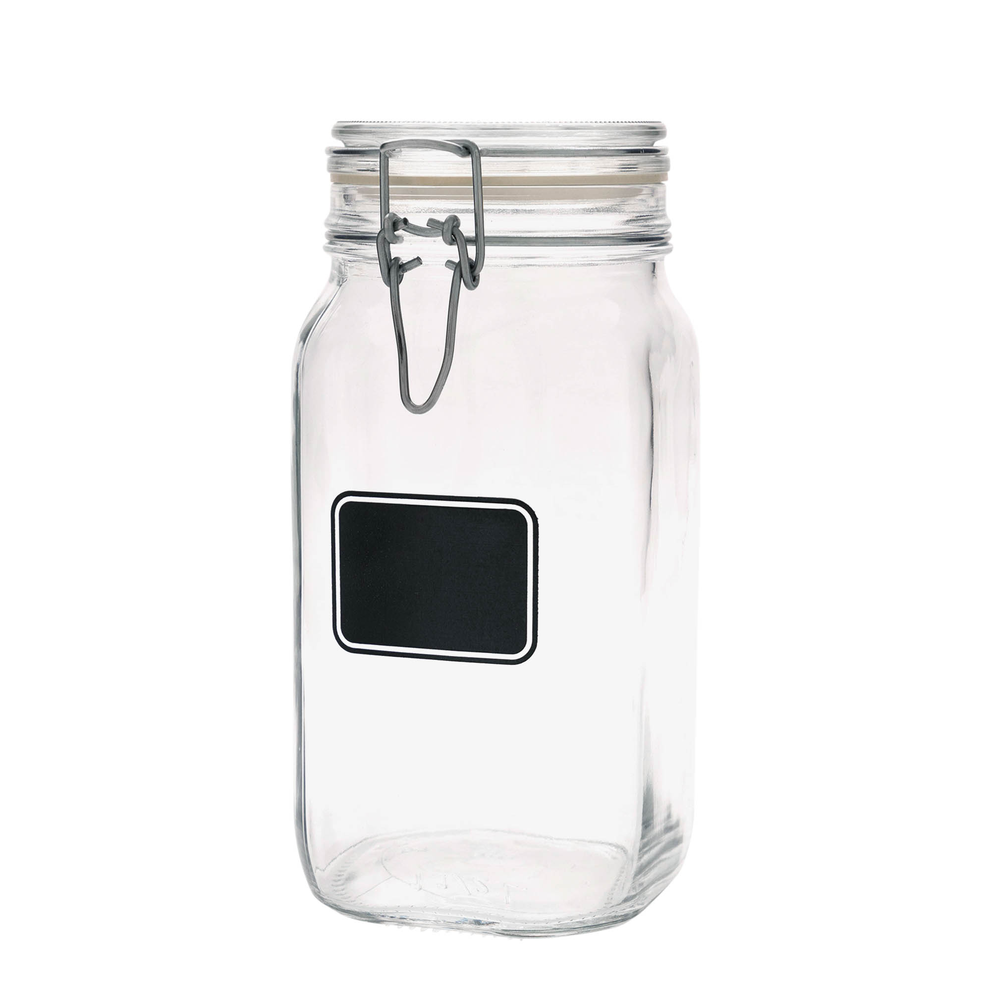 1.500 ml kavanoz me kapak me tel 'Fido', motiv: fushë etikete, katror, gojë: mbyllje me kapak me tel 1.500 ml kavanoz me kapak me tel 'Fido', motiv: fushë etikete, katror, gojë: mbyllje me kapak me tel