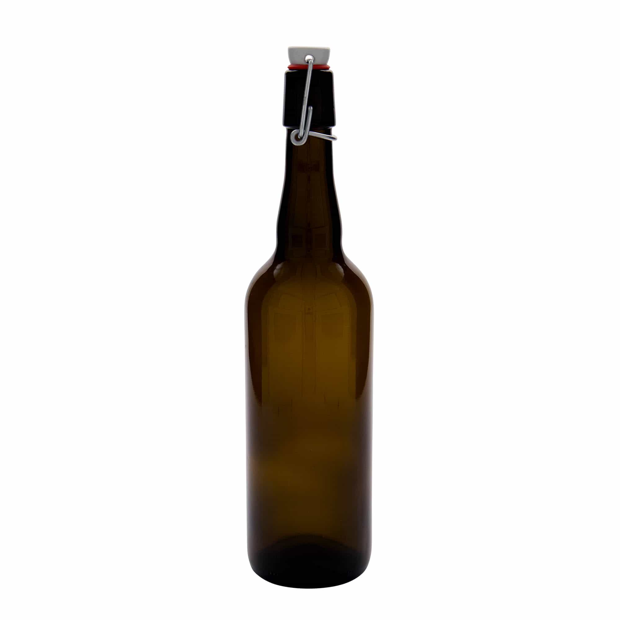 750 ml shishe birre Belgjikë, qelq, kafe, gojë: mbyllje me kapëse.