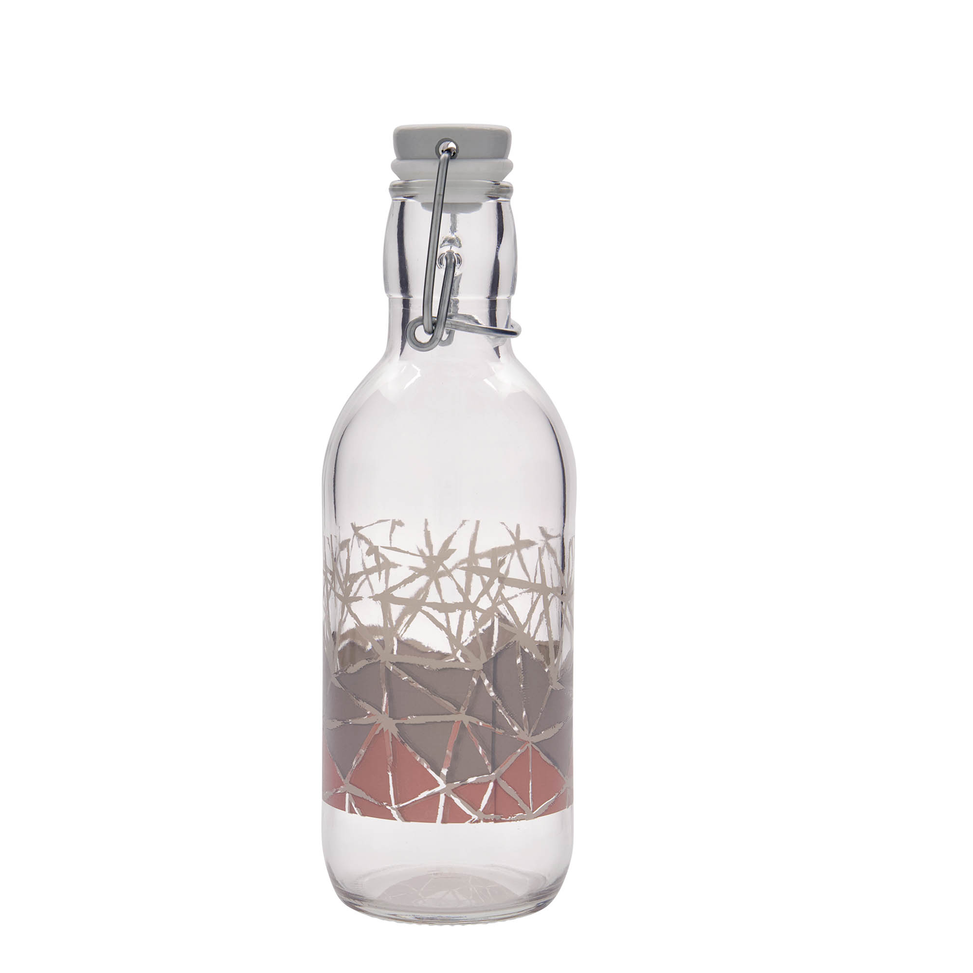 Shishe qelqi 500 ml Emilia me printim 'Manolibera rosa', hapje: kapak me kapëse. Shishe qelqi 500 ml Emilia me printim 'Manolibera rosa', hapje: kapak me kapëse.