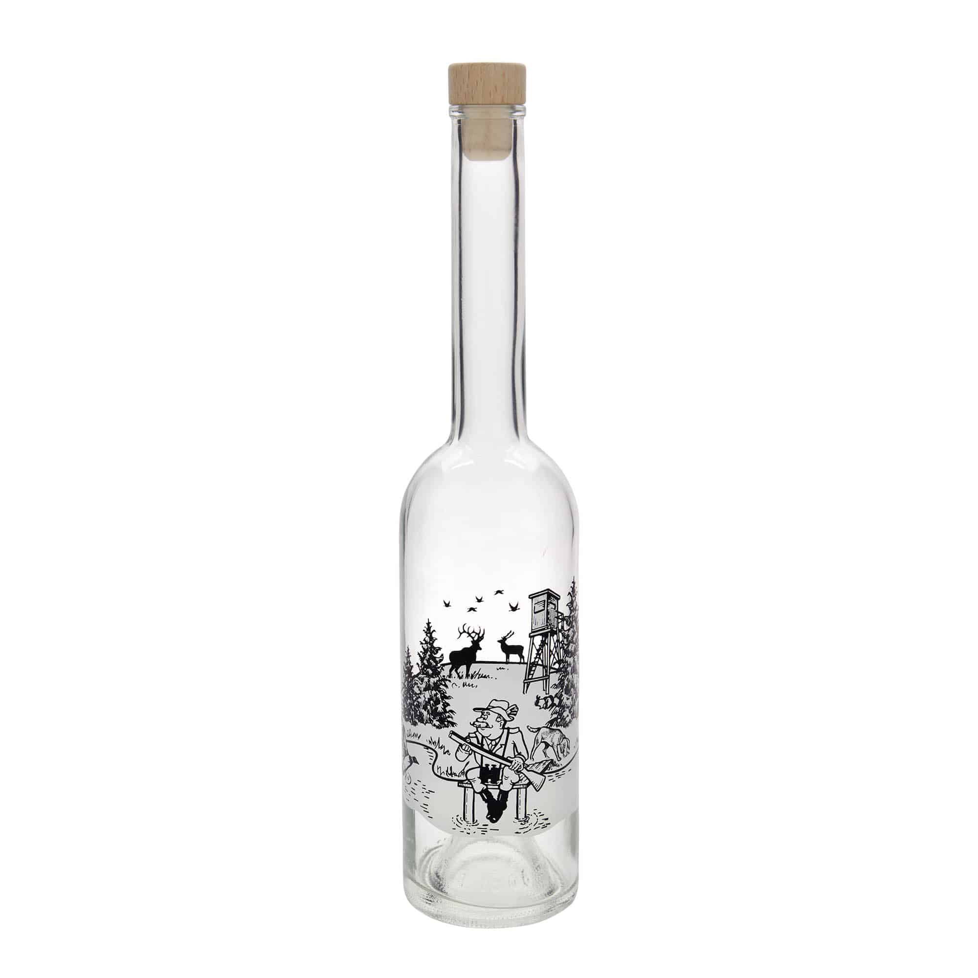 Shishe qelqi 500 ml 'Opera', motiv: Gjuetar, gojëz: Kork