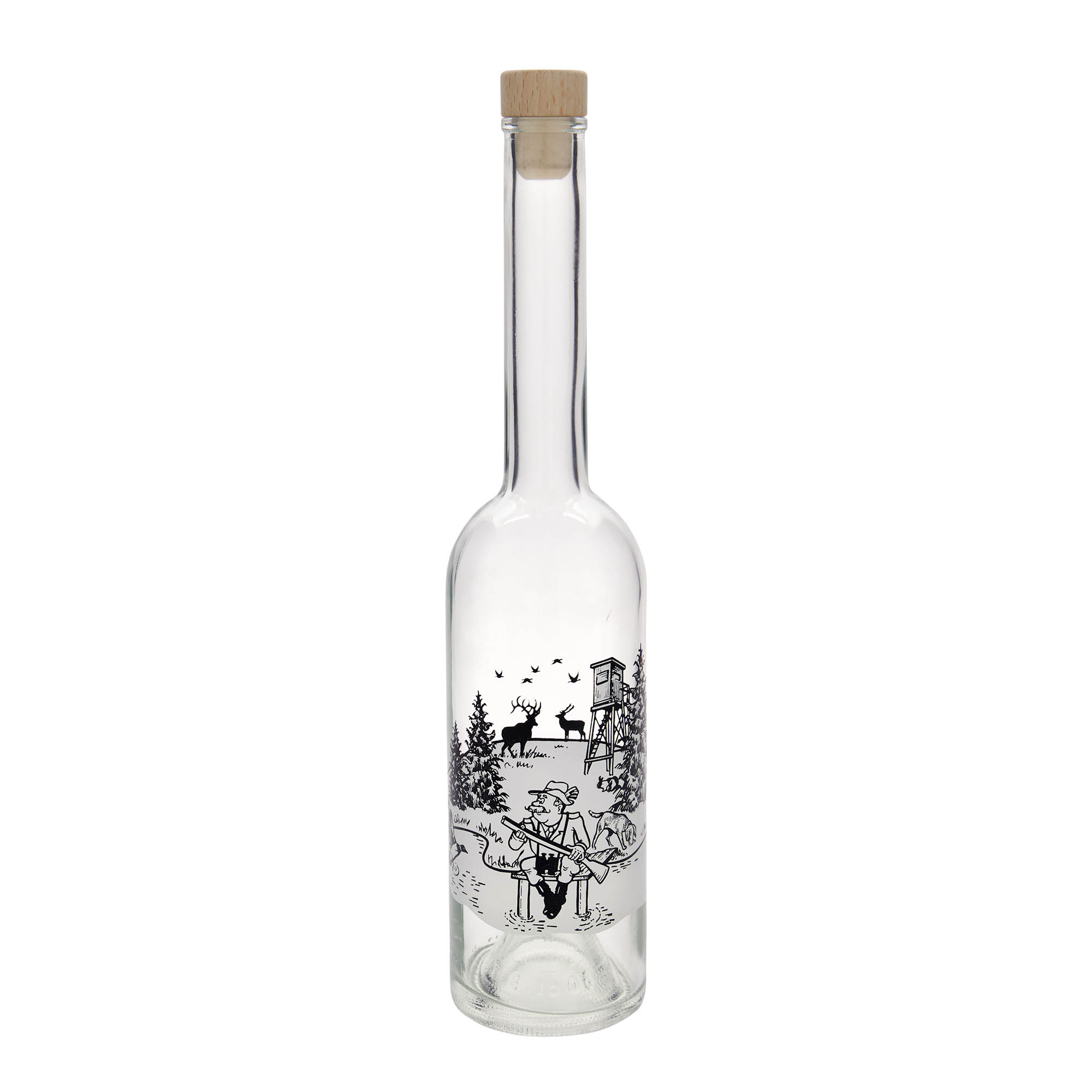 Shishe qelqi 500 ml 'Opera', motiv: Gjuetar, gojëz: Kork Shishe qelqi 500 ml 'Opera', motiv: Gjuetar, gojëz: Kork