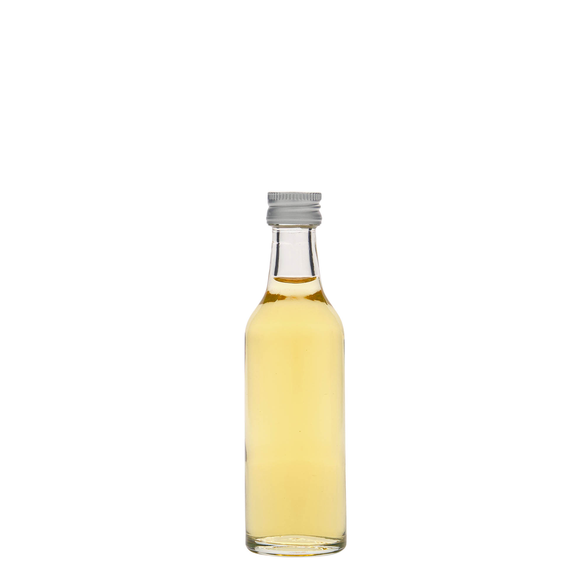Shishe qelqi 50 ml me qafë të drejtë, gojë: PP 18 Shishe qelqi 50 ml me qafë të drejtë, gojë: PP 18