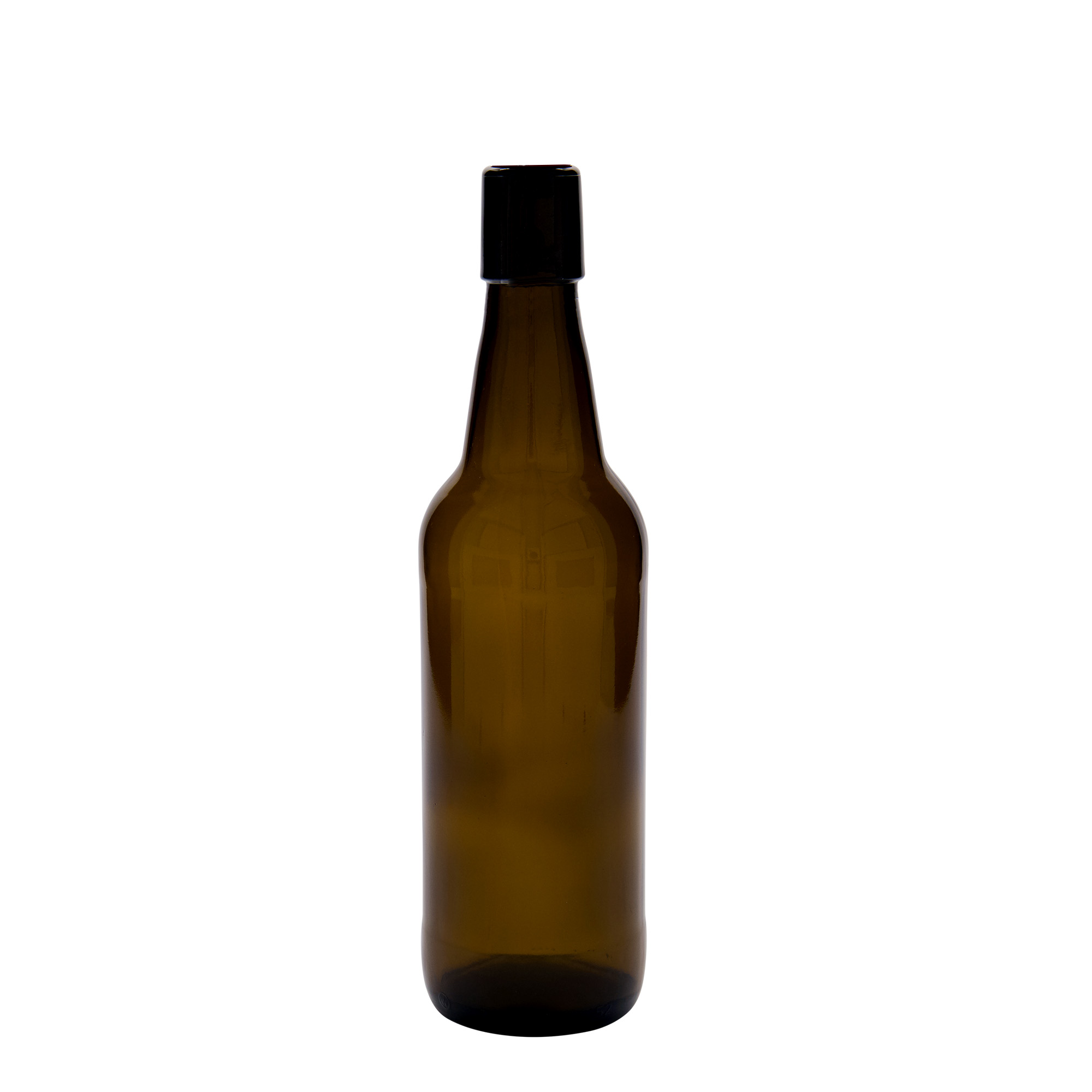 Shishe birre 500 ml, qelq, kafe, gojë: kapëse me kapak të kyçur