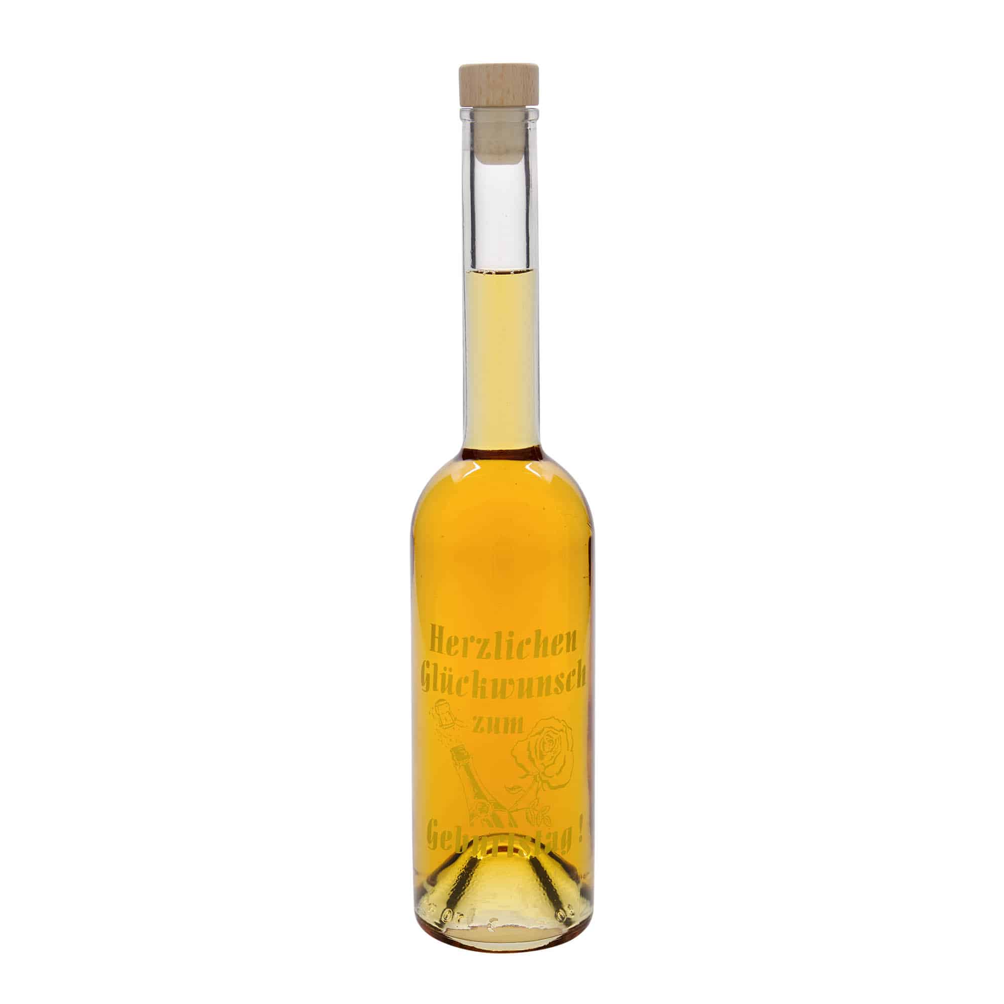 Shishe qelqi 500 ml 'Opera', motiv: shishe ditëlindjeje, grykë: kork