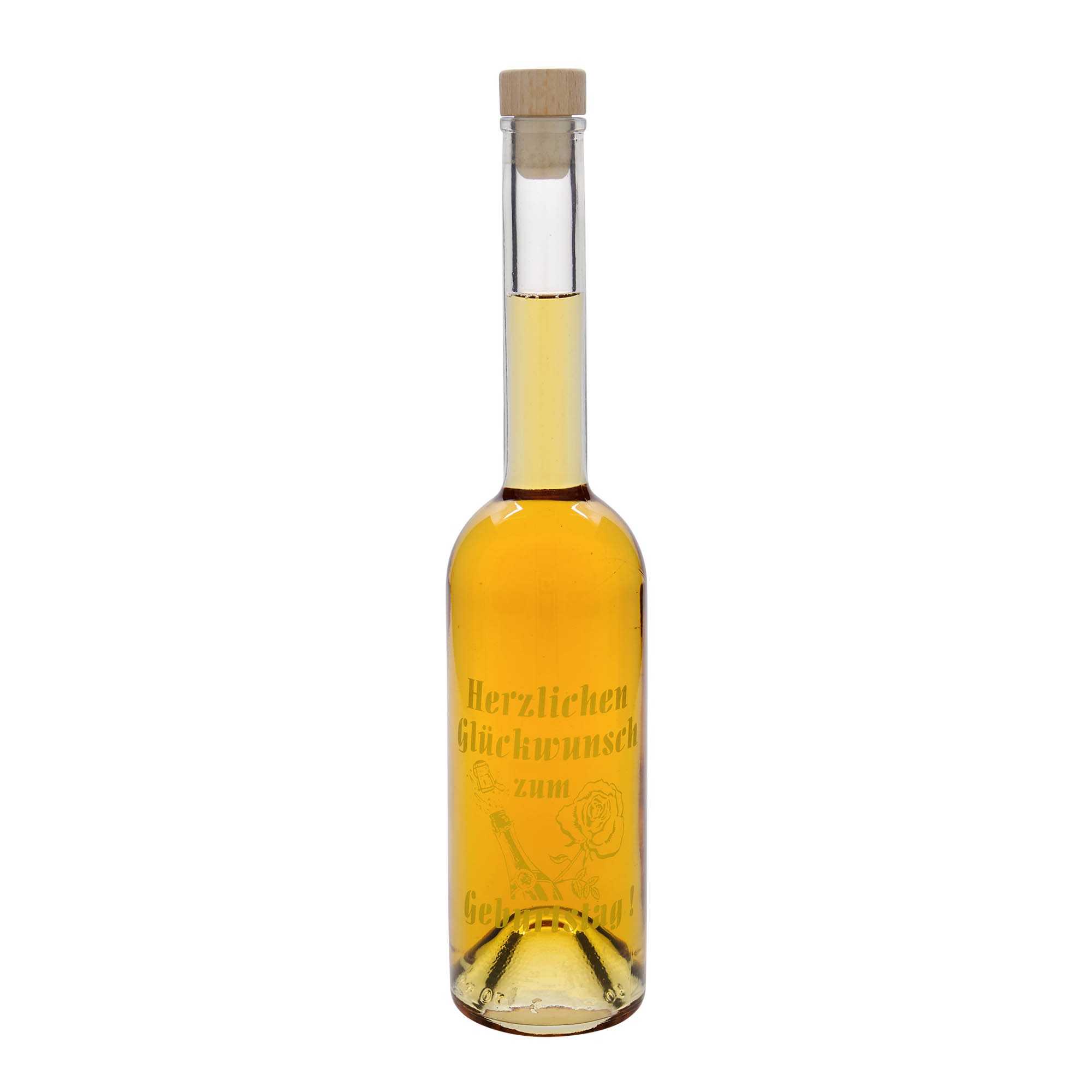 Shishe qelqi 500 ml 'Opera', motiv: shishe ditëlindjeje, grykë: kork