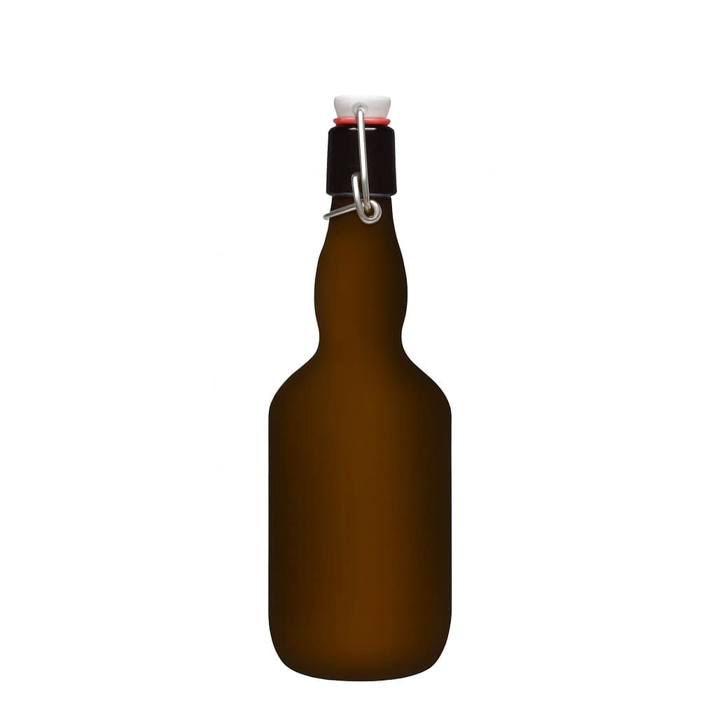 Shishe birre 500 ml me qafë të ngushtë, qelq, jeshile antike, gojë: mbyllje me kapëse.