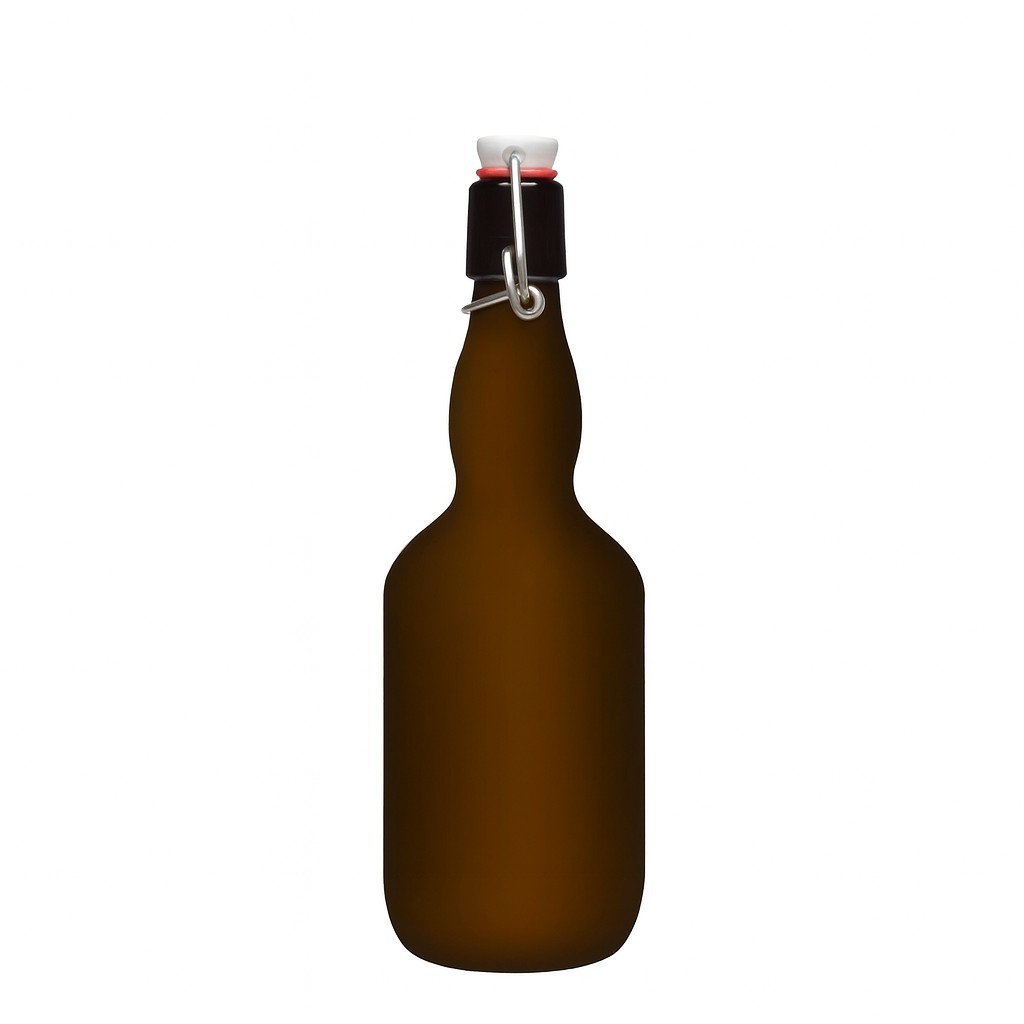 Shishe birre 500 ml me qafë të ngushtë, qelq, jeshile antike, gojë: mbyllje me kapëse.