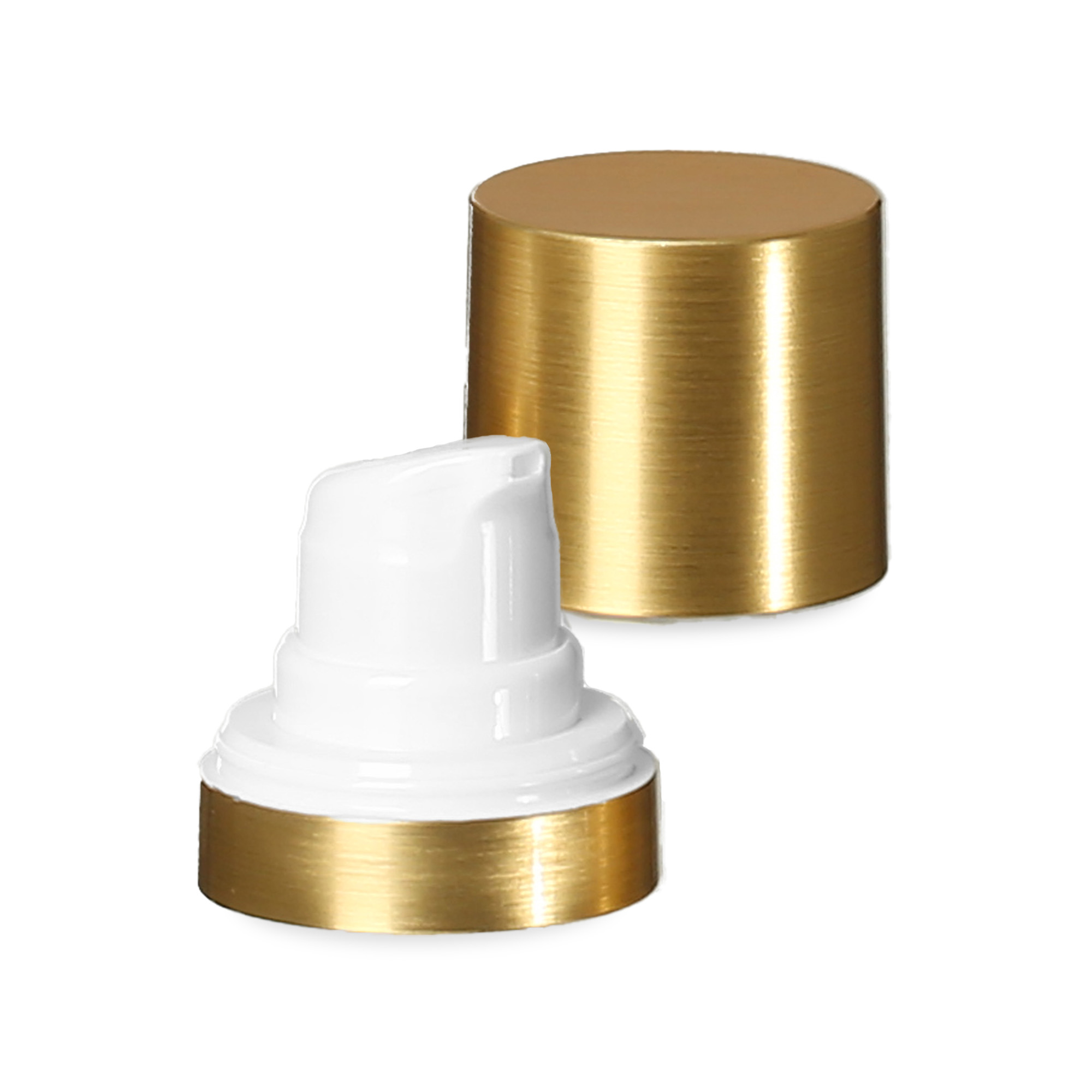 Kokë Airless Micro Goldrand + e bardhë, kapak prizë me shkëlqim Kokë Airless Micro Goldrand + e bardhë, kapak prizë me shkëlqim
