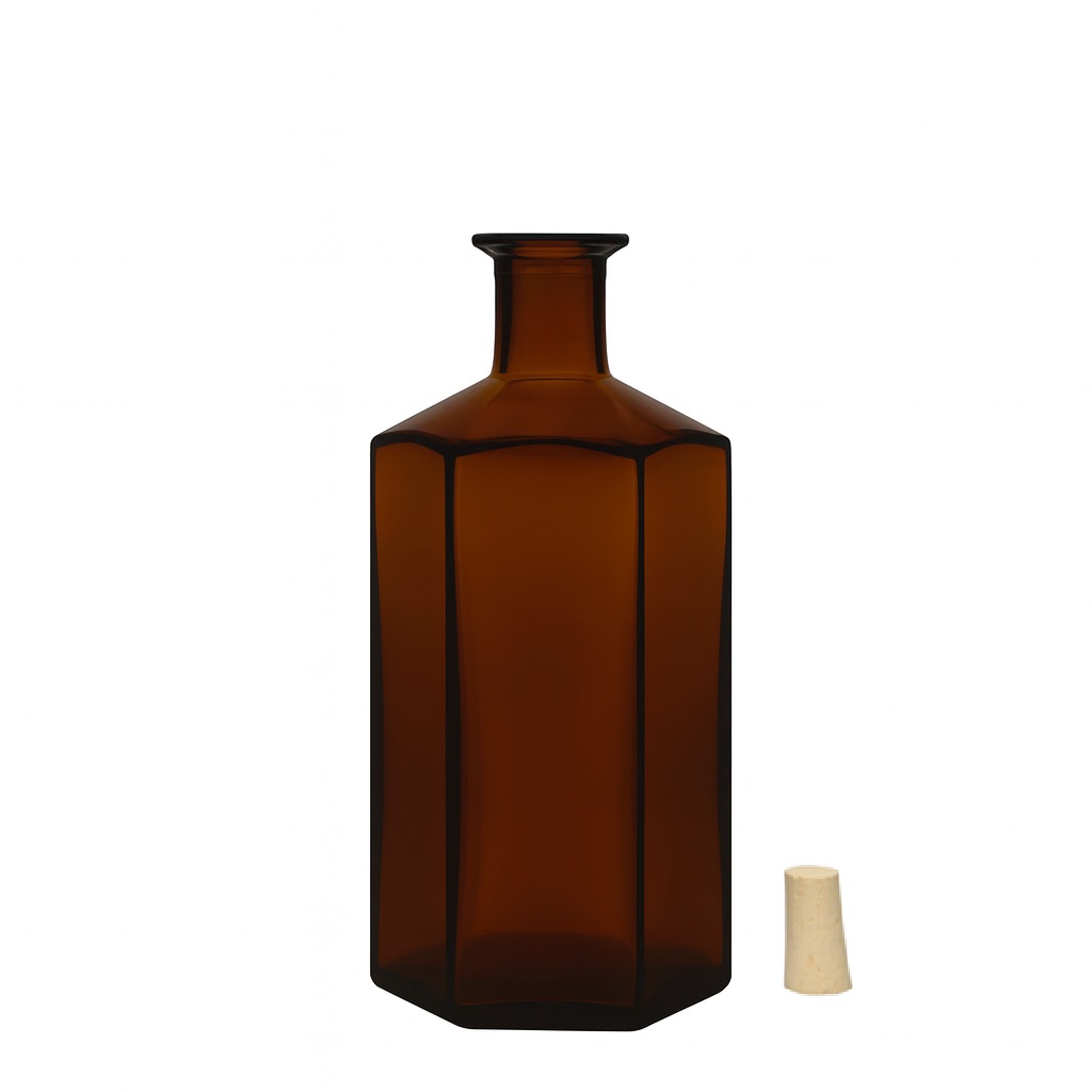 Shishe qelqi 500 ml Farmacist 'Jimmy', gjashtëkëndëshe, kafe, gojë: kork Shishe qelqi 500 ml Farmacist 'Jimmy', gjashtëkëndëshe, kafe, gojë: kork