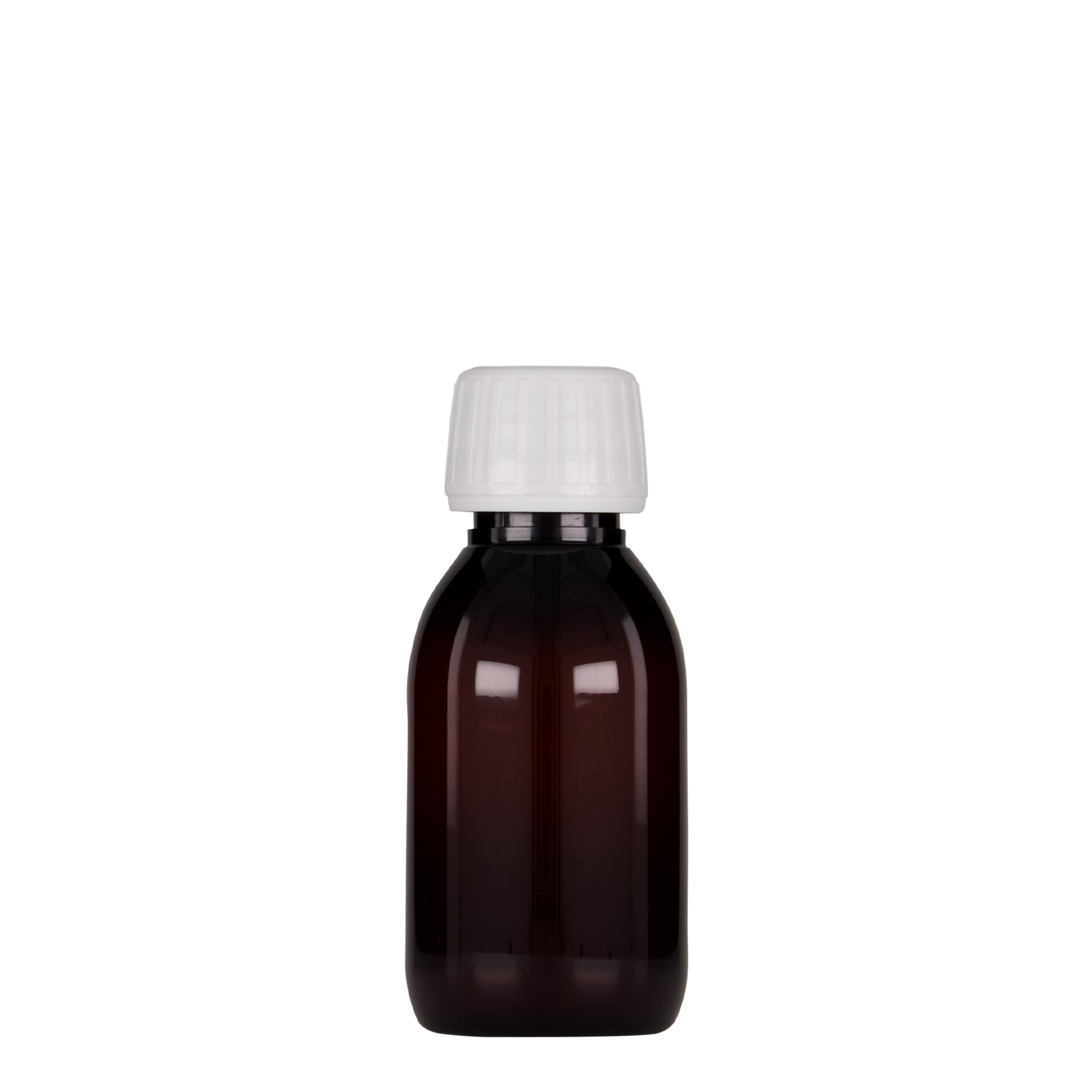 Shishe mjekësore PET 100 ml, kafe, plastikë, gojë: PP 28 Shishe mjekësore PET 100 ml, kafe, plastikë, gojë: PP 28