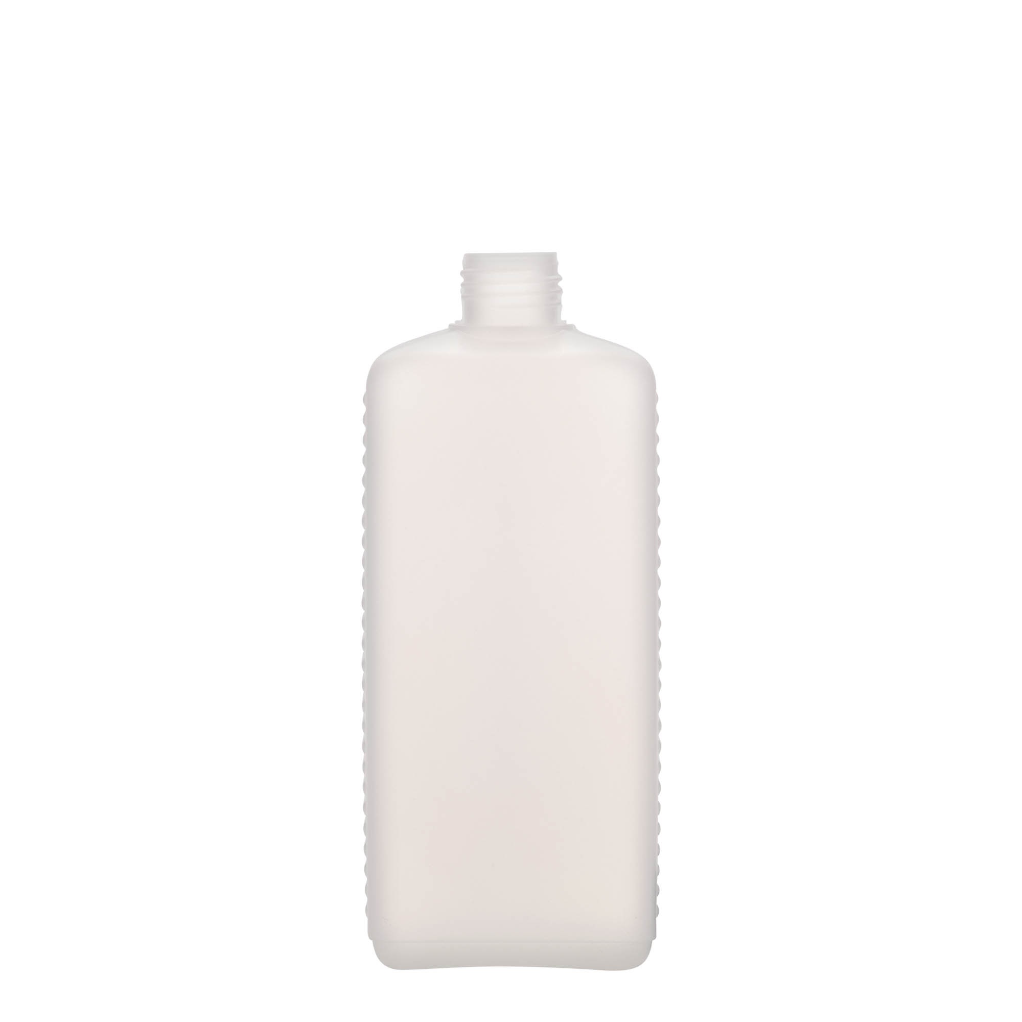 Flašë kanister 500 ml, drejtkëndëshe, plastikë HDPE, natyrale, gojëzimi: DIN 25 EPE