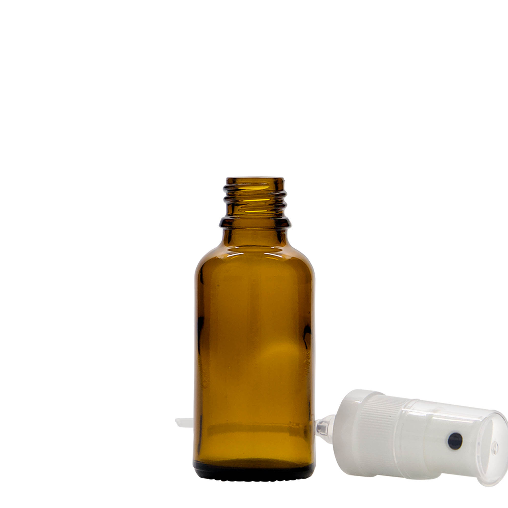 30 ml shishe me spërkatës, mjekësore, qelq, kafe, gojë: DIN 18 30 ml shishe me spërkatës, mjekësore, qelq, kafe, gojë: DIN 18