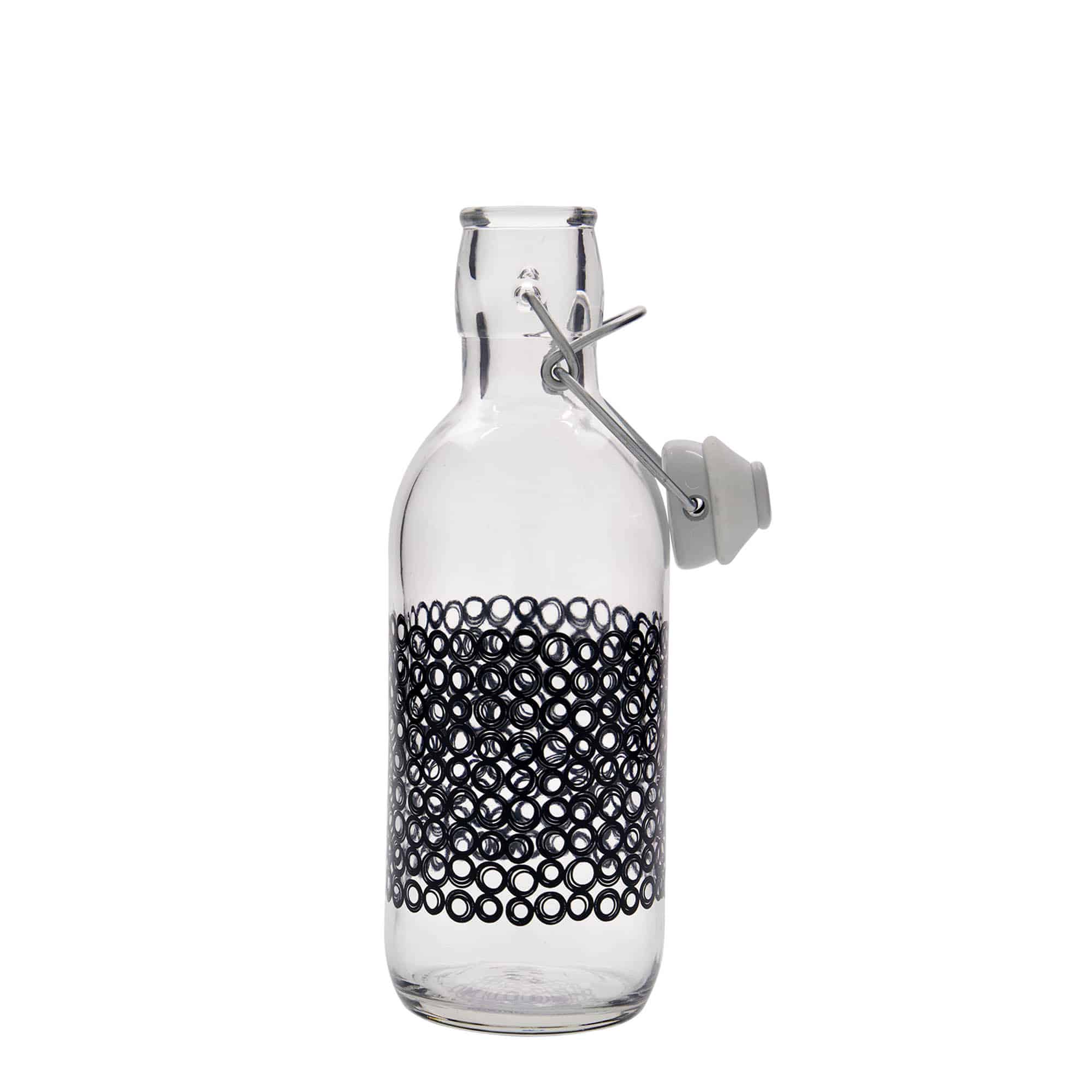 Shishe qelqi 500 ml 'Emilia', motiv: Circola nero, hapje: kapak me brekë