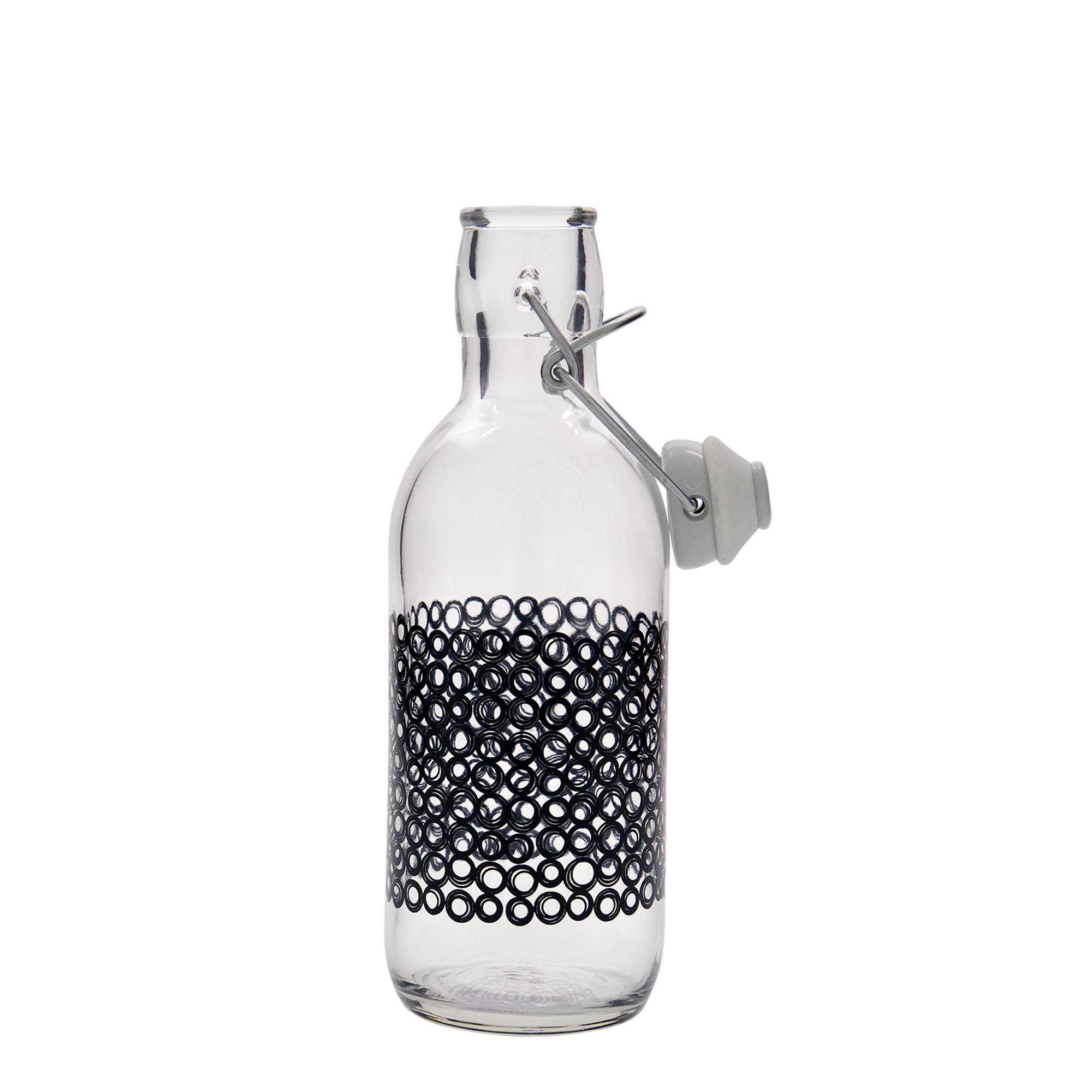 Shishe qelqi 500 ml 'Emilia', motiv: Circola nero, hapje: kapak me brekë Shishe qelqi 500 ml 'Emilia', motiv: Circola nero, hapje: kapak me brekë