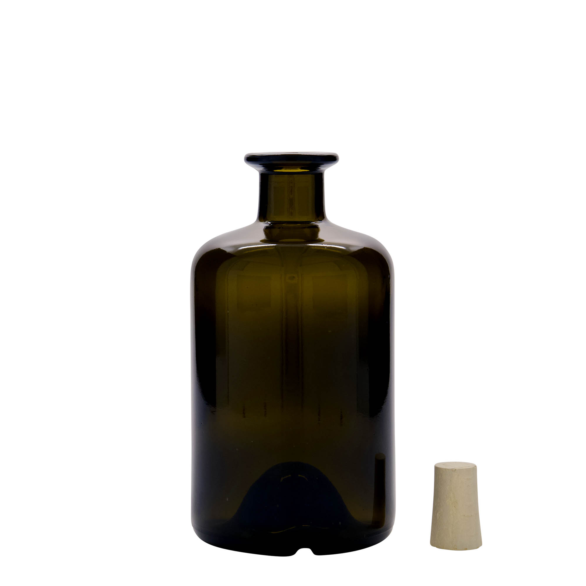 Shishe qelqi 500 ml për farmacistë, ngjyrë jeshile antike, gojë: korek Shishe qelqi 500 ml për farmacistë, ngjyrë jeshile antike, gojë: korek