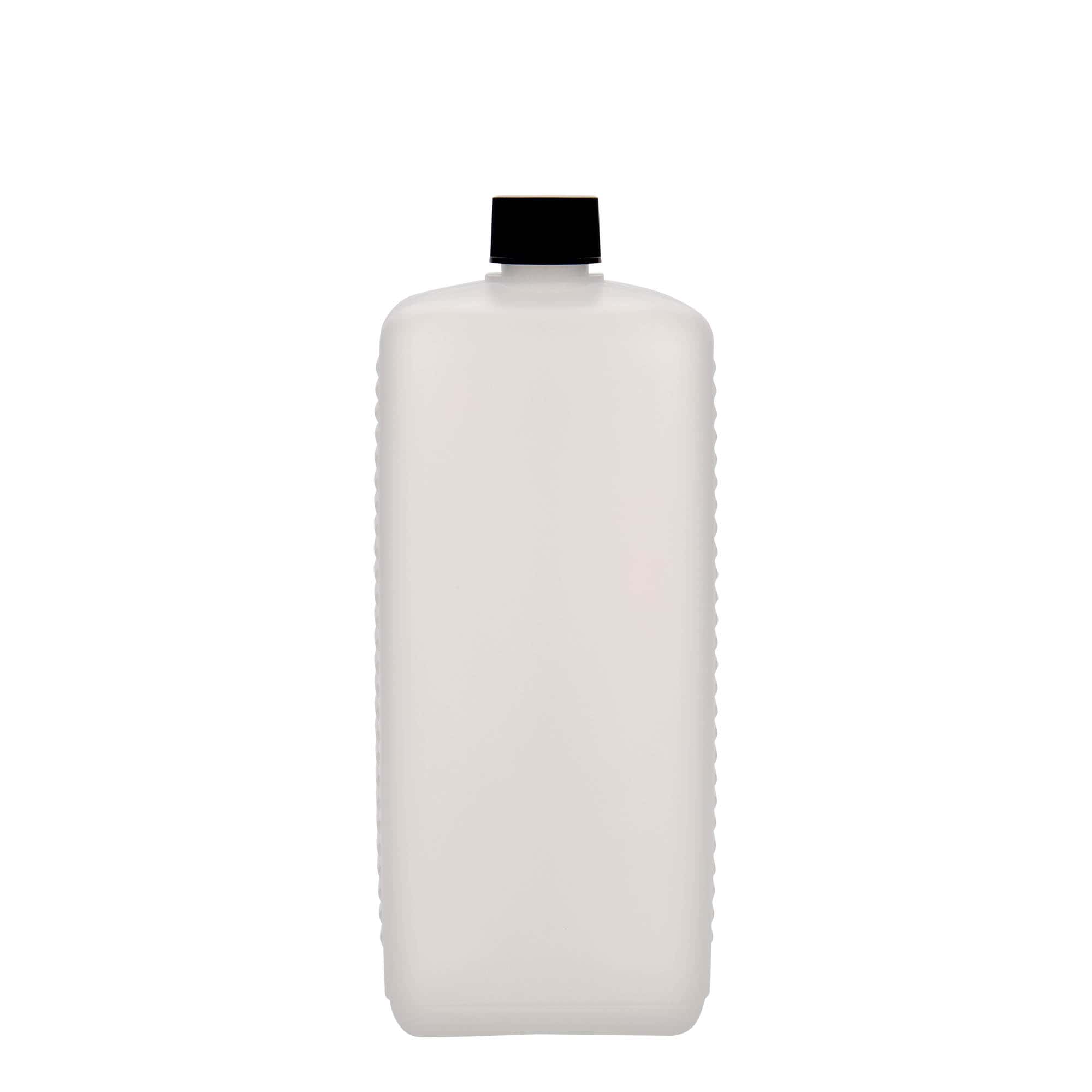 1.000 ml shishe kanister, drejtkëndëshe, plastikë HDPE, natyrale, hapje: DIN 25 EPE