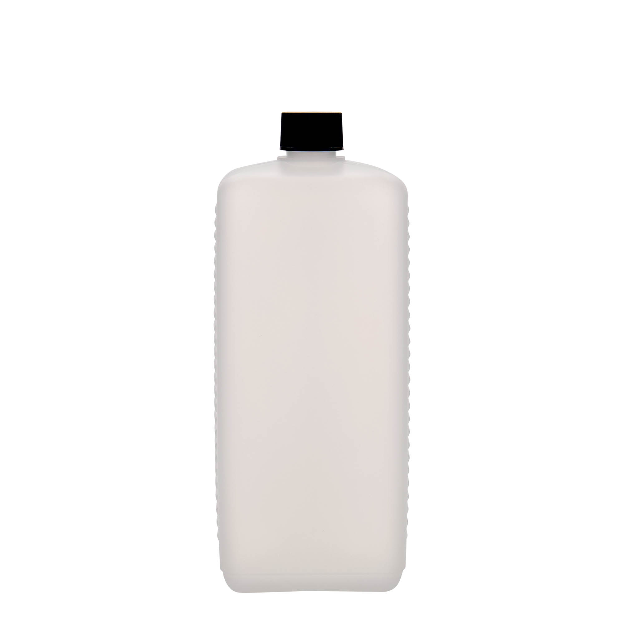 1.000 ml shishe kanister, drejtkëndëshe, plastikë HDPE, natyrale, hapje: DIN 25 EPE