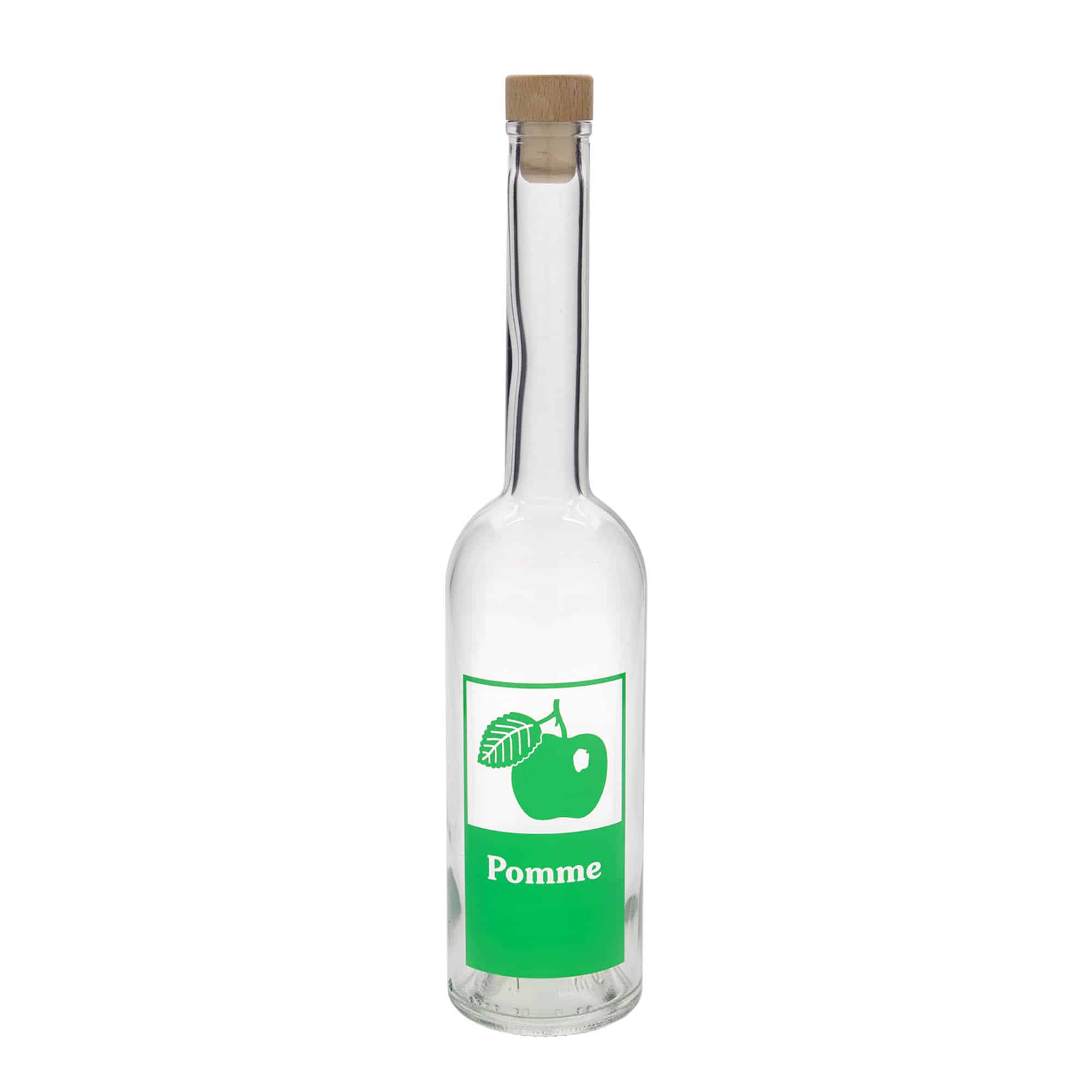 Shishe qelqi 500 ml 'Opera', motiv: Mollë, gojë: Korek