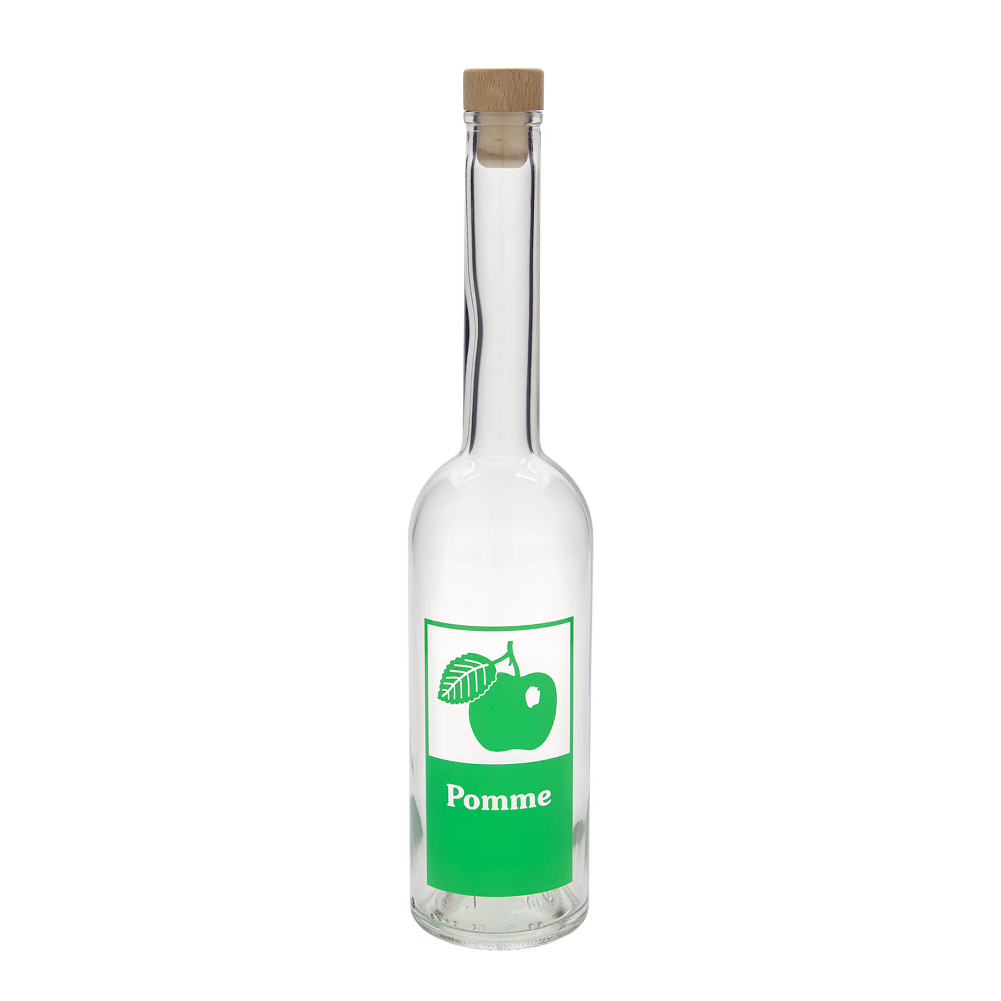 Shishe qelqi 500 ml 'Opera', motiv: Mollë, gojë: Korek