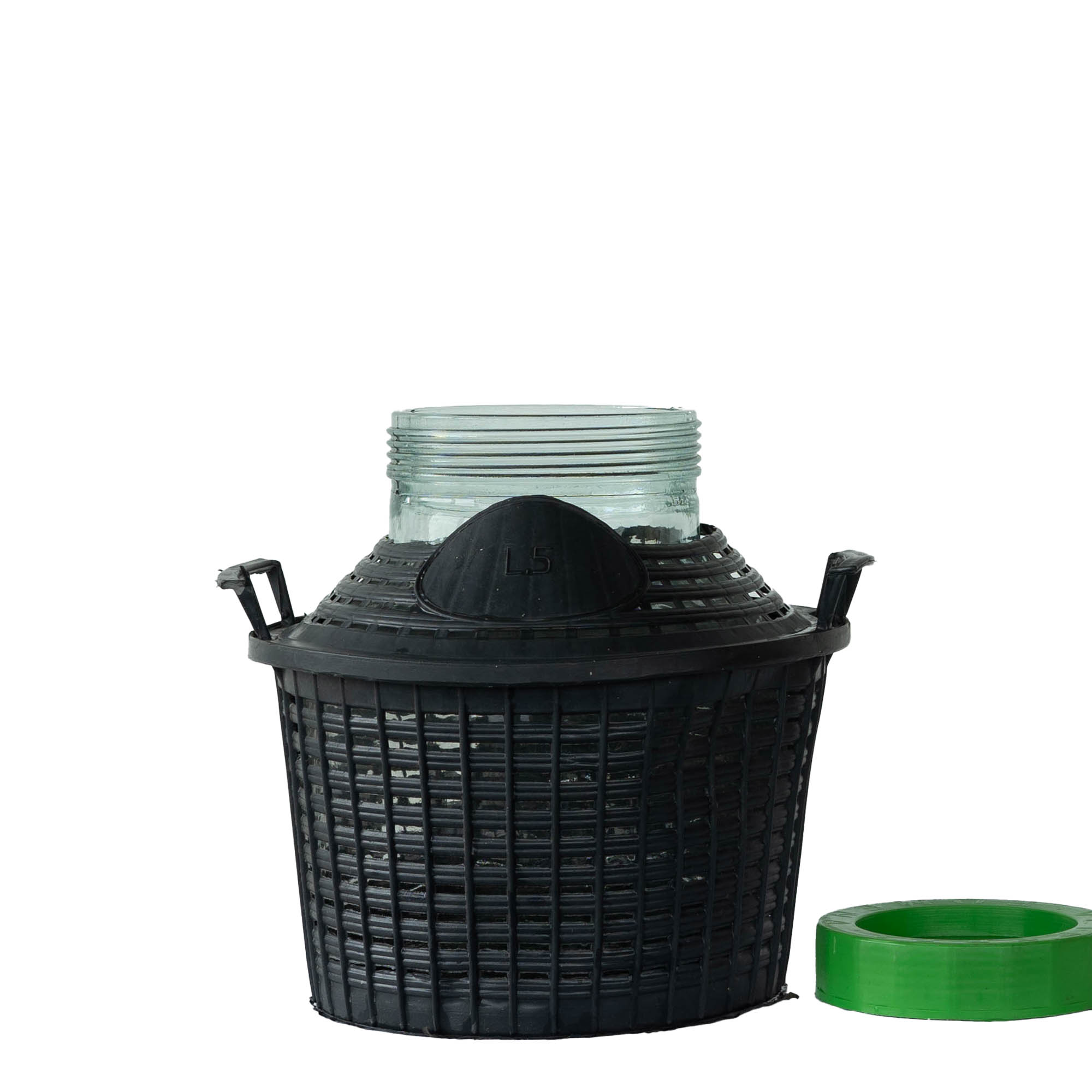 5 l shishe baloni me qafë të gjerë, xham, gojë: kapak me vida