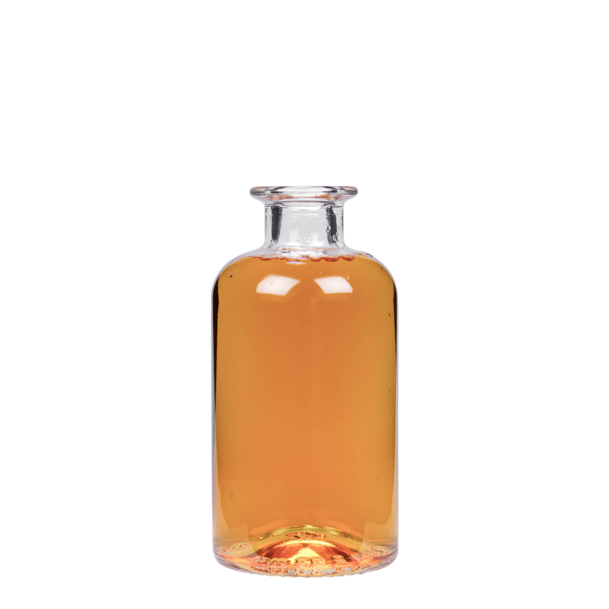 250 ml shishe qelqi për farmacist, goja: korek