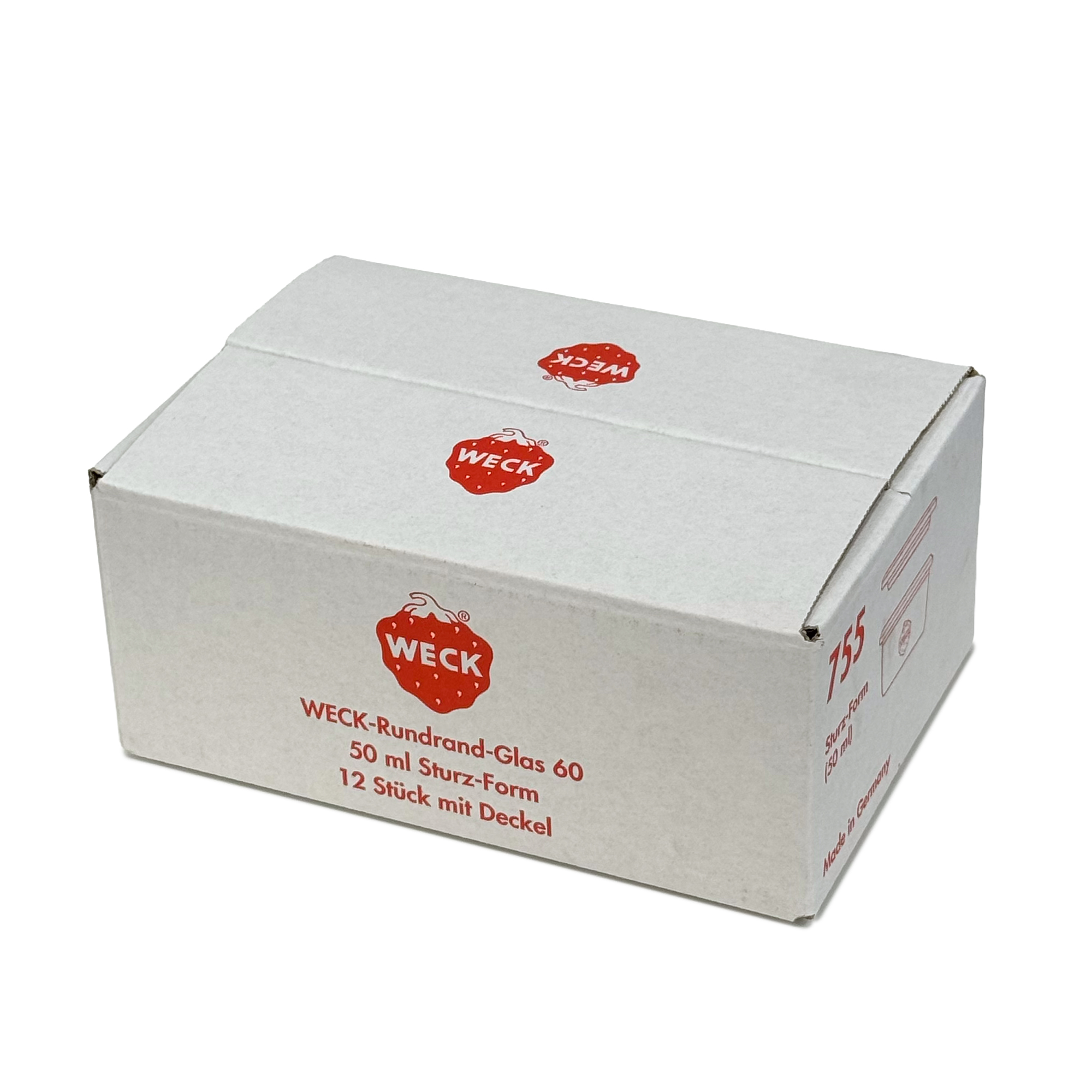 12x 50 ml gjypa WECK me hapje të gjerë me kapak qelqi RR 60