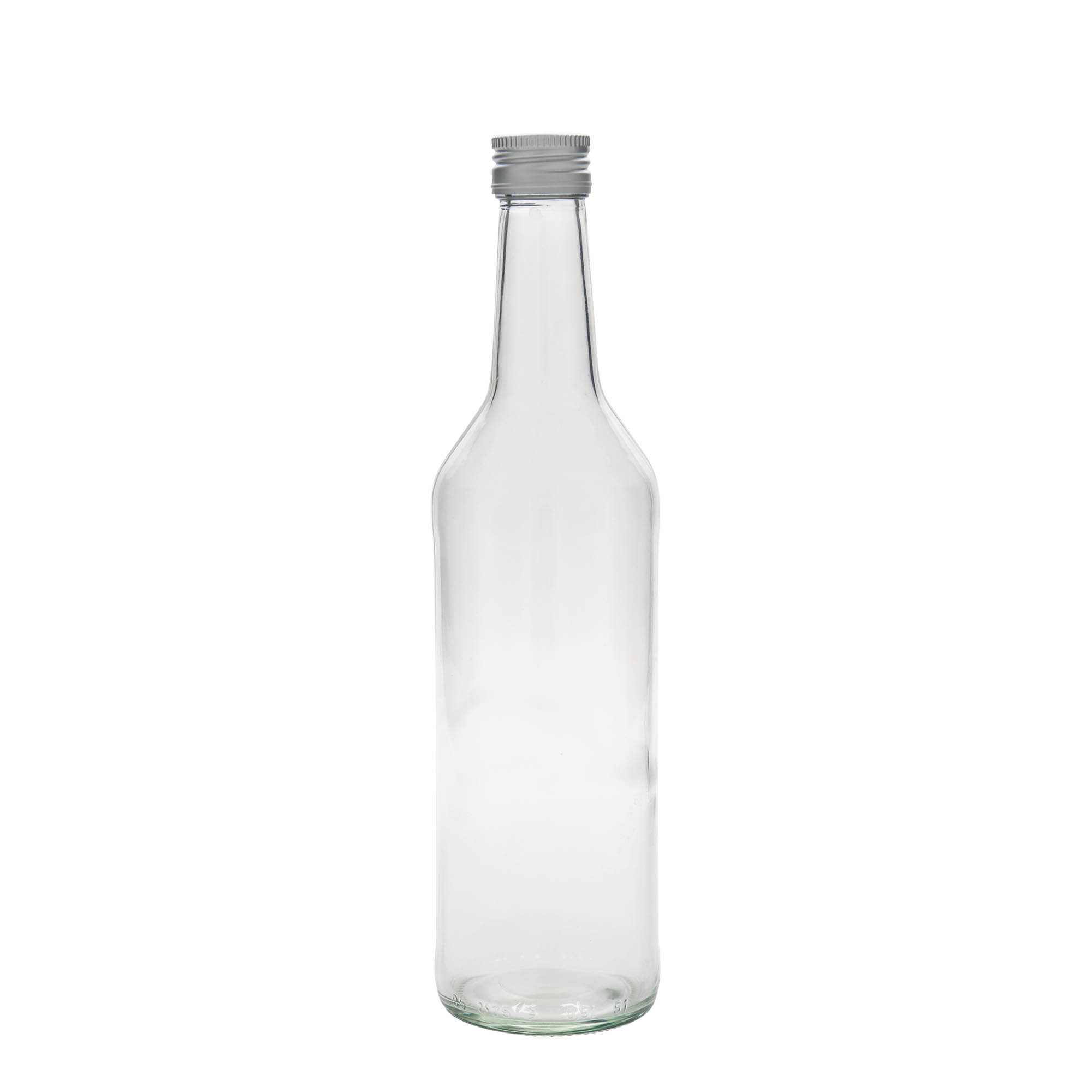 Shishe qelqi 500 ml me qafë të drejtë, gojë: PP 28 Shishe qelqi 500 ml me qafë të drejtë, gojë: PP 28