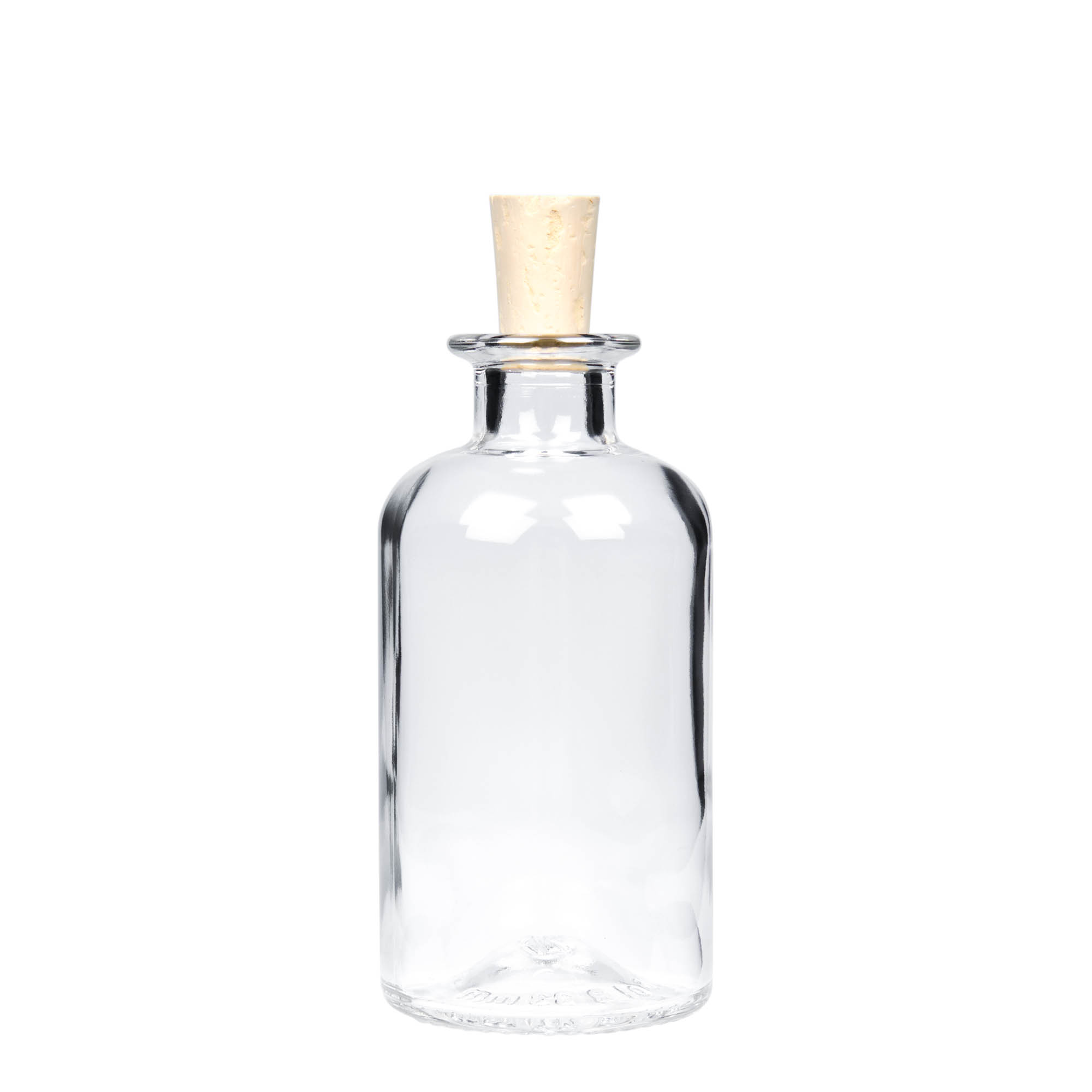 250 ml shishe qelqi për farmacist, goja: korek