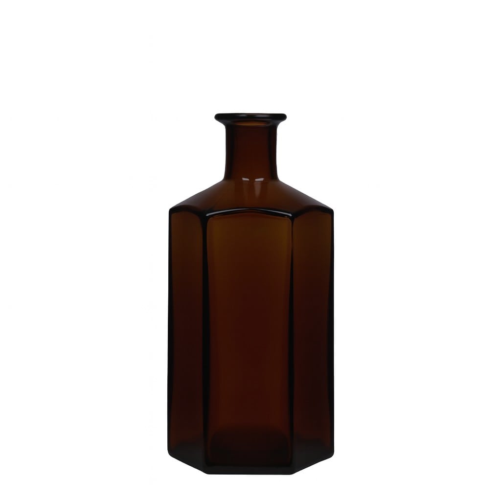 Shishe qelqi 500 ml Farmacist 'Jimmy', gjashtëkëndëshe, kafe, gojë: kork