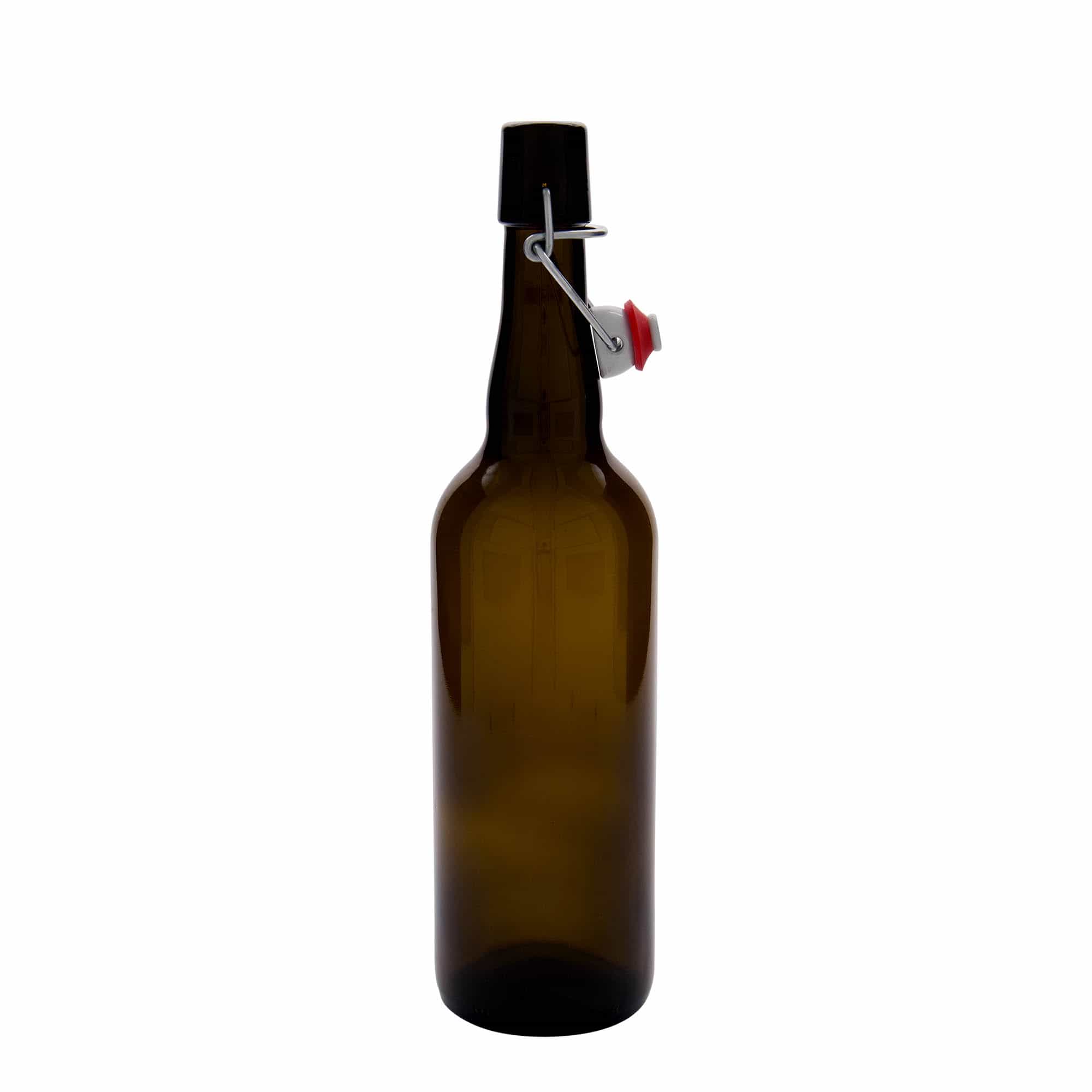 750 ml shishe birre Belgjikë, qelq, kafe, gojë: mbyllje me kapëse.